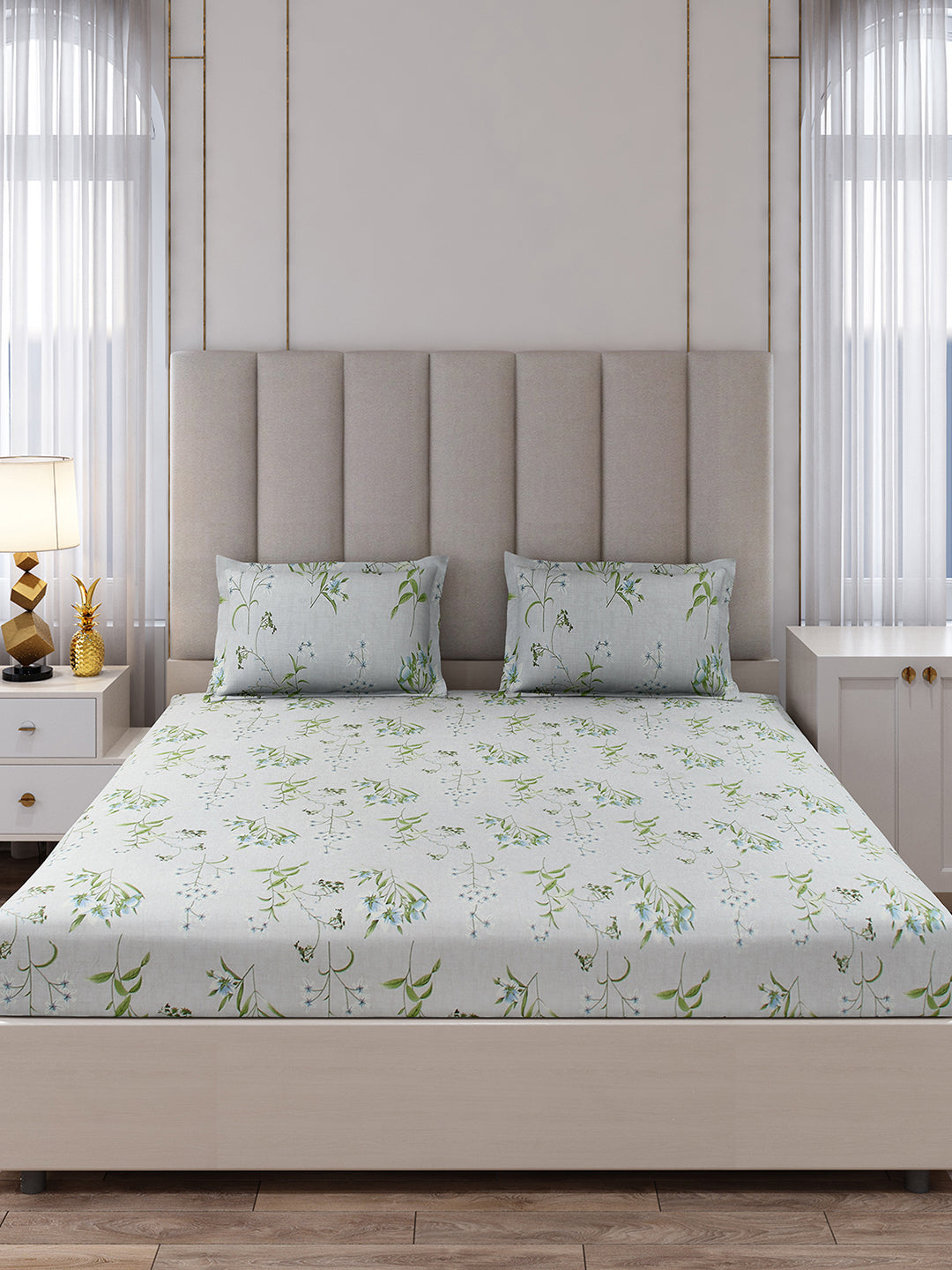 130 GSM Polyester King Size 1 Bedsheet with 2 Pillow Covers (Royal King)