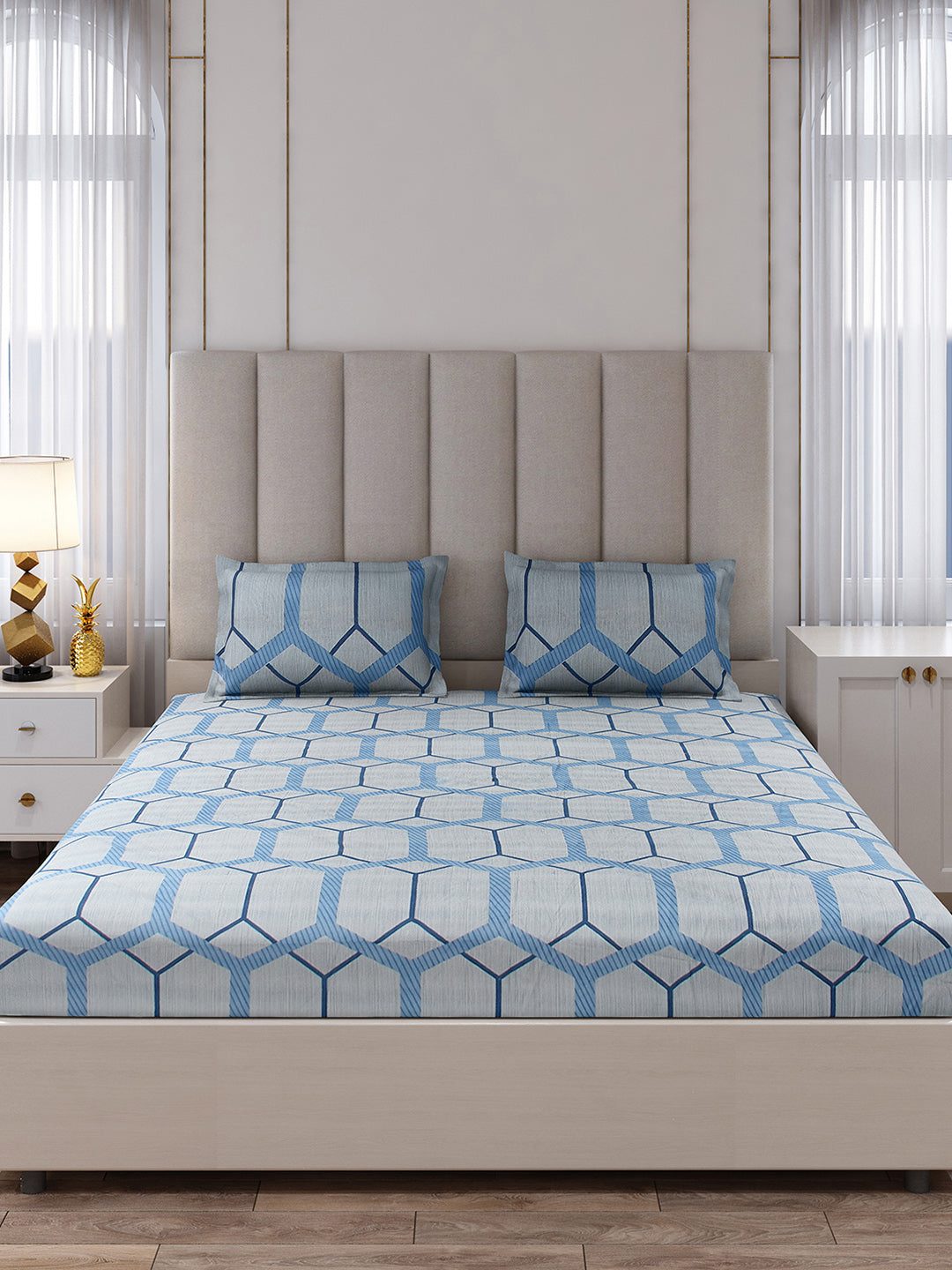 130 GSM Polyester King Size 1 Bedsheet with 2 Pillow Covers (Royal King)