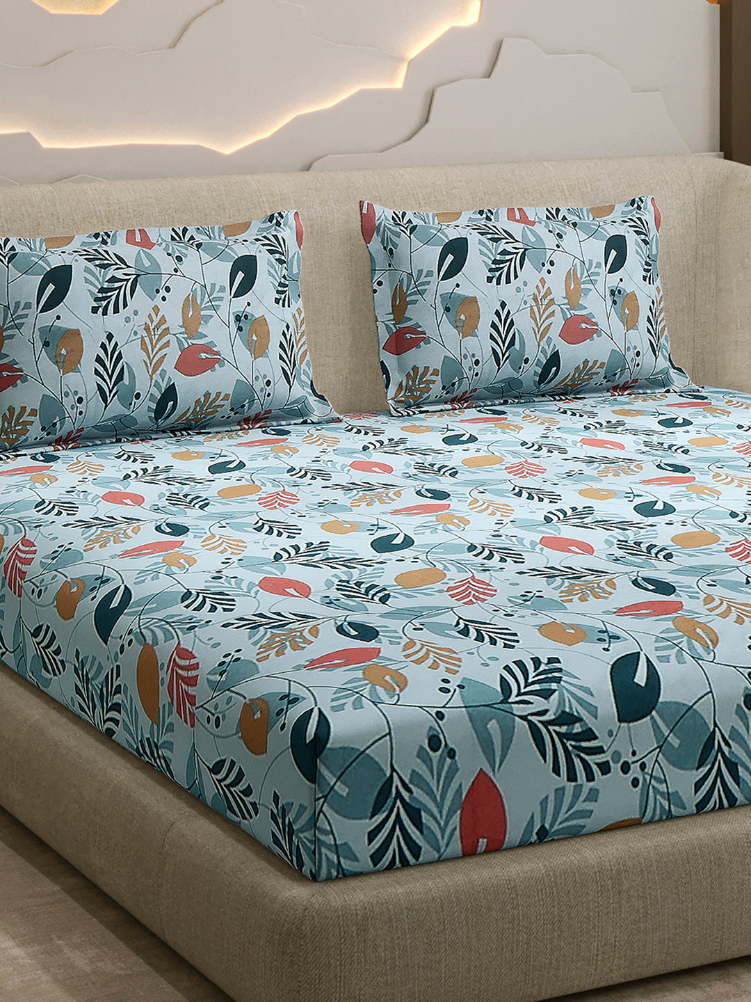 104 TC 100% Cotton Double Bed 1 Bedsheet with 2 Pillow Cover (Samriddhi)