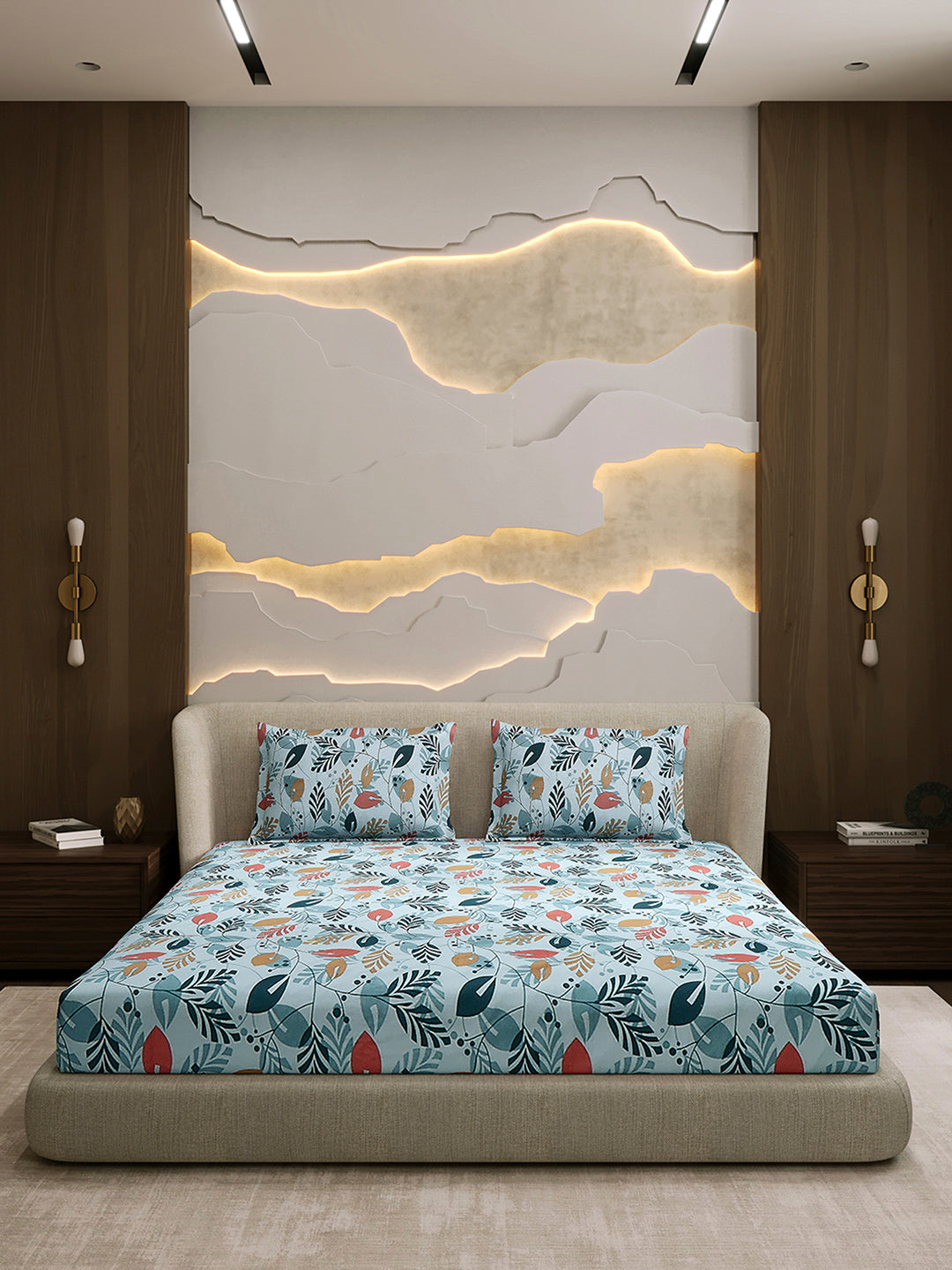 104 TC 100% Cotton Double Bed 1 Bedsheet with 2 Pillow Cover (Samriddhi)