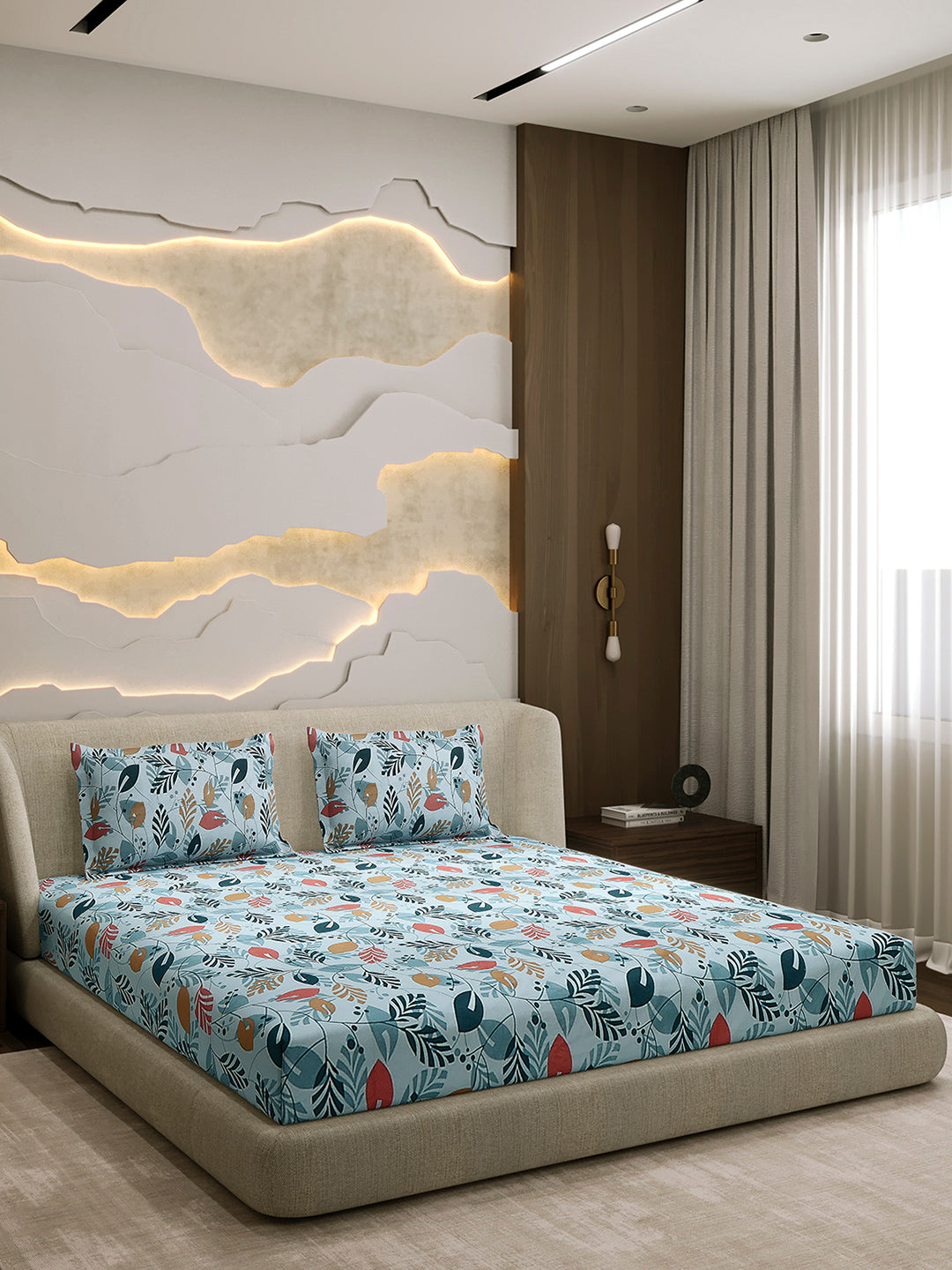 104 TC 100% Cotton Double Bed 1 Bedsheet with 2 Pillow Cover (Samriddhi)