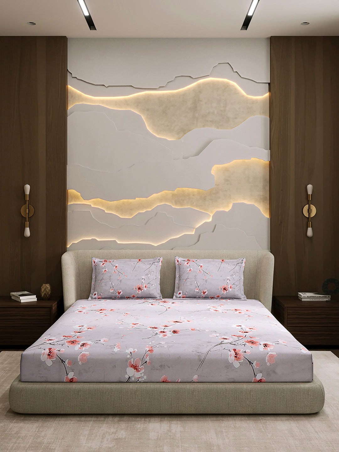 104 TC 100% Cotton Double Bed 1 Bedsheet with 2 Pillow Cover (Samriddhi)