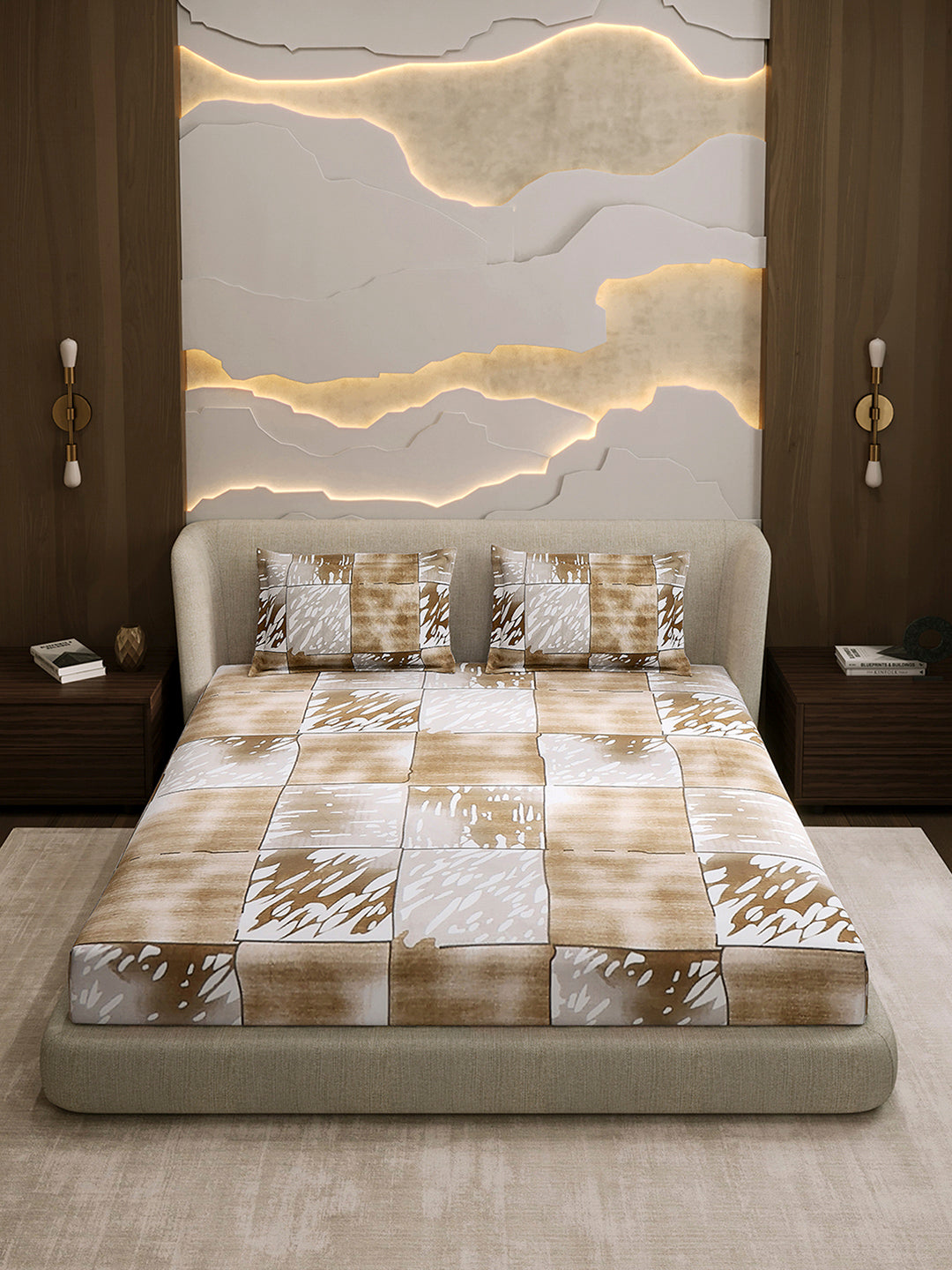 104 TC 100% Cotton Double Bed 1 Bedsheet with 2 Pillow Cover (Samriddhi)