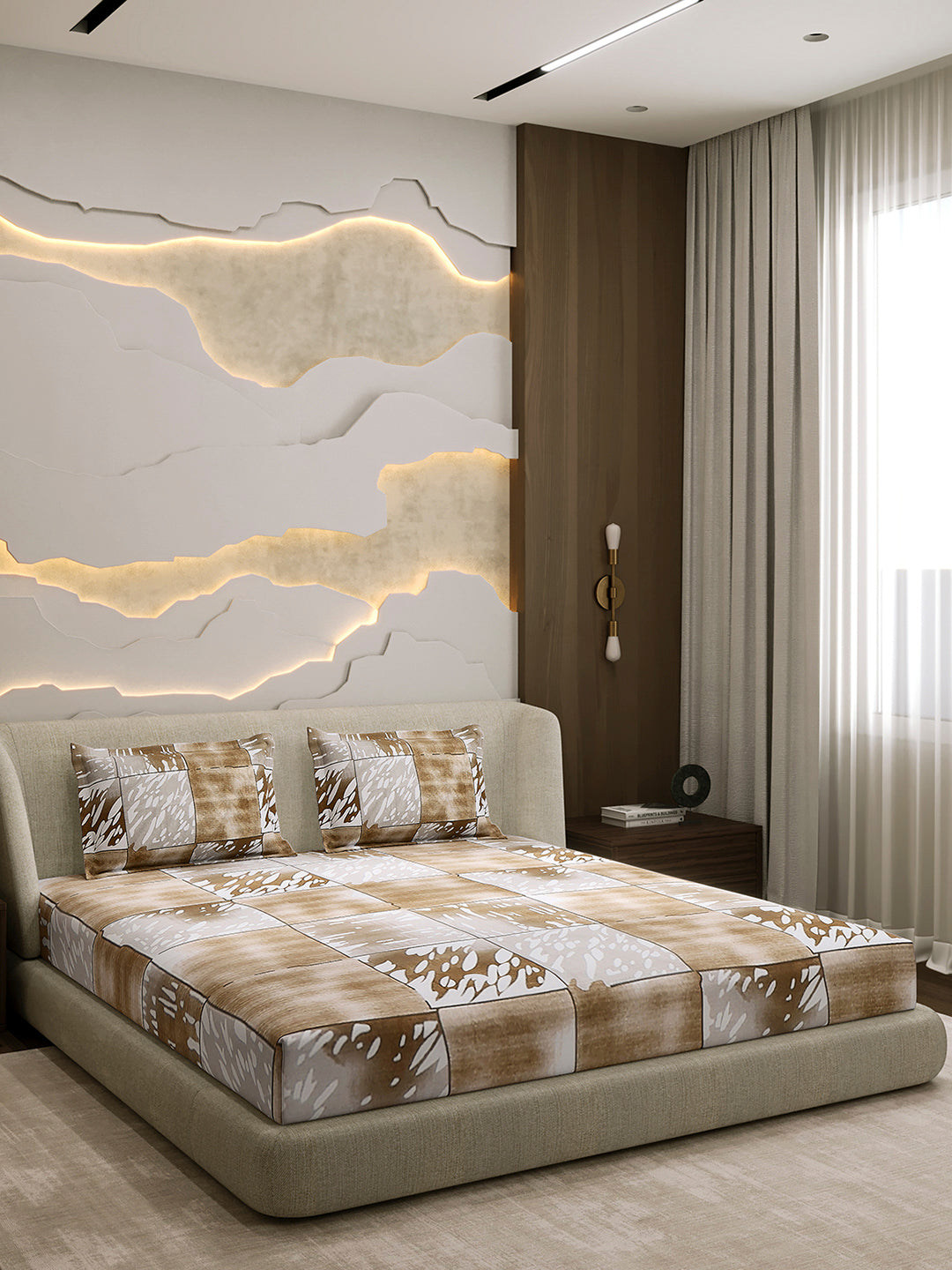 104 TC 100% Cotton Double Bed 1 Bedsheet with 2 Pillow Cover (Samriddhi)