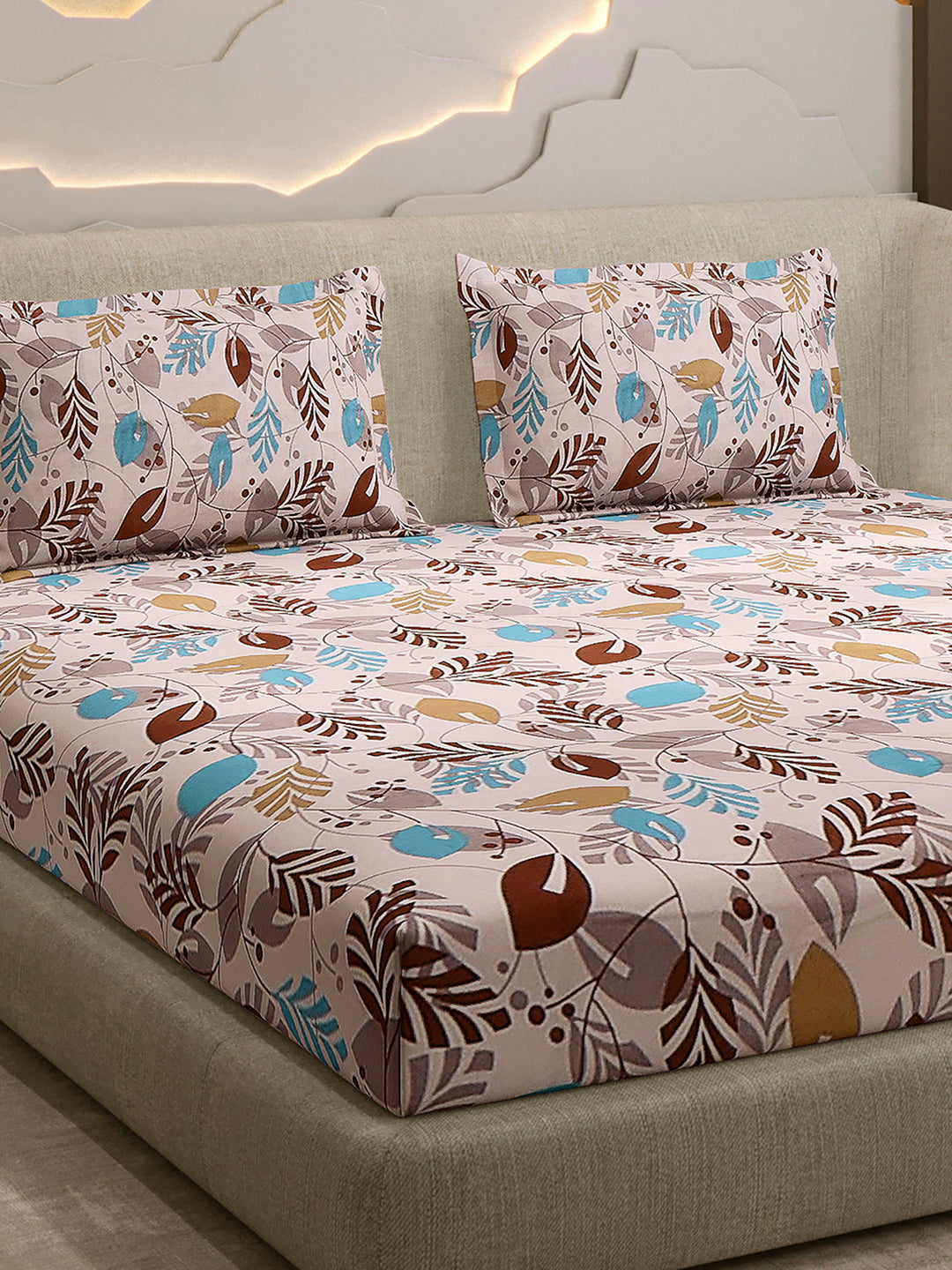 104 TC 100% Cotton Double Bed 1 Bedsheet with 2 Pillow Cover (Samriddhi)