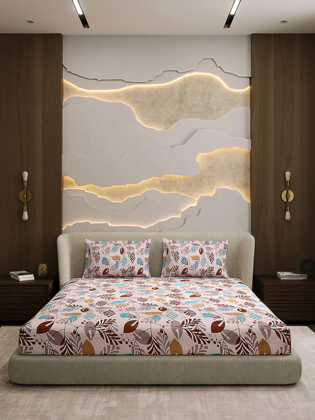 104 TC 100% Cotton Double Bed 1 Bedsheet with 2 Pillow Cover (Samriddhi)