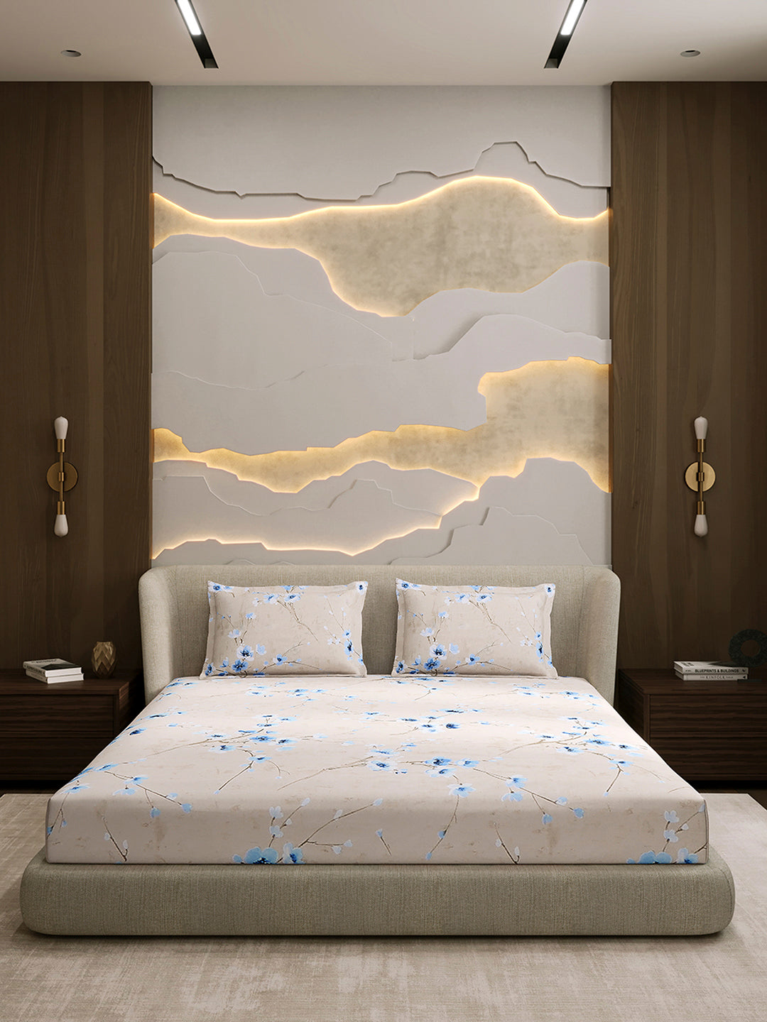 104 TC 100% Cotton Double Bed 1 Bedsheet with 2 Pillow Cover (Samriddhi)
