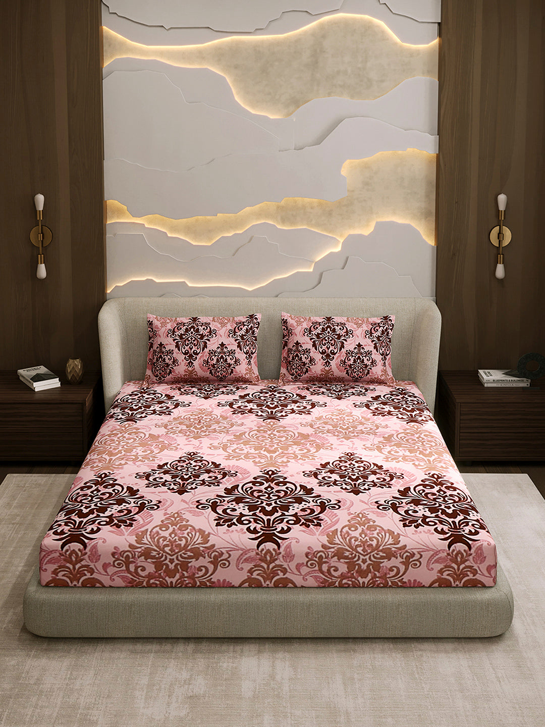 104 TC 100% Cotton Double Bed 1 Bedsheet with 2 Pillow Cover (Samriddhi)
