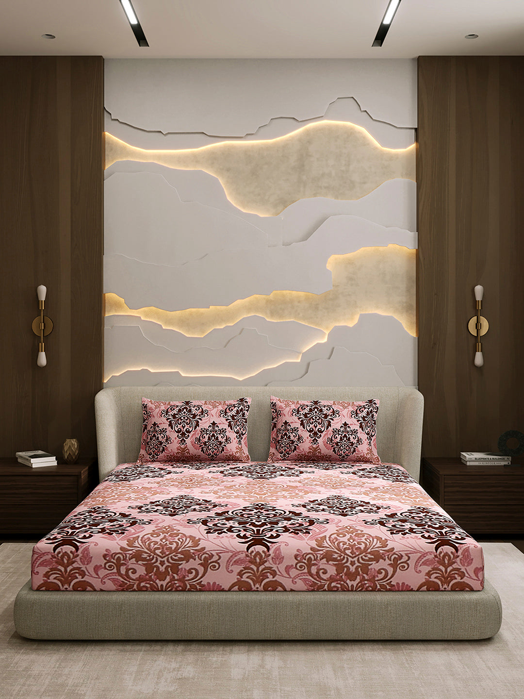 104 TC 100% Cotton Double Bed 1 Bedsheet with 2 Pillow Cover (Samriddhi)