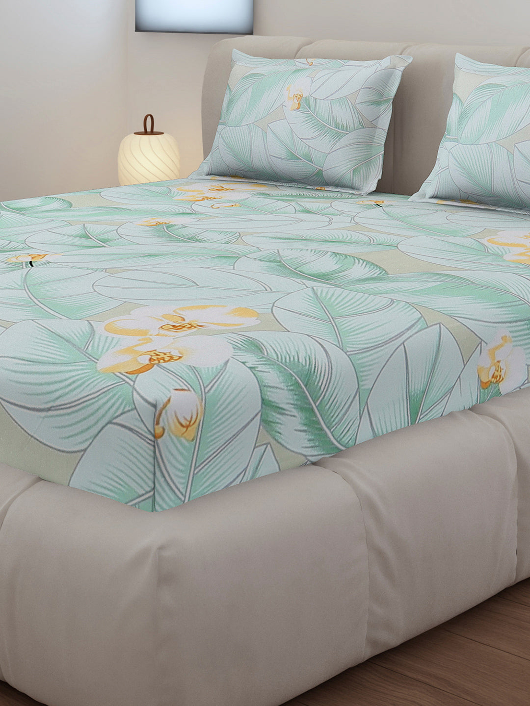 130 GSM Polyester Queen Size 1 Bedsheet with 2 Pillow Covers (Sanskriti)