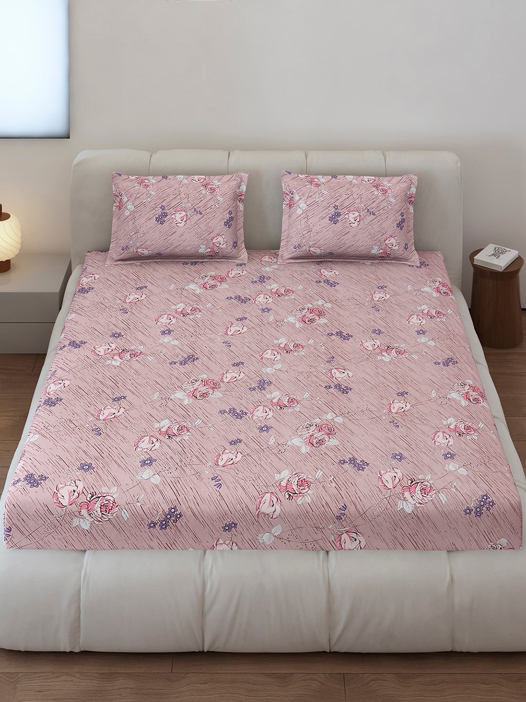 130 GSM Polyester Queen Size 1 Bedsheet with 2 Pillow Covers (Sanskriti)