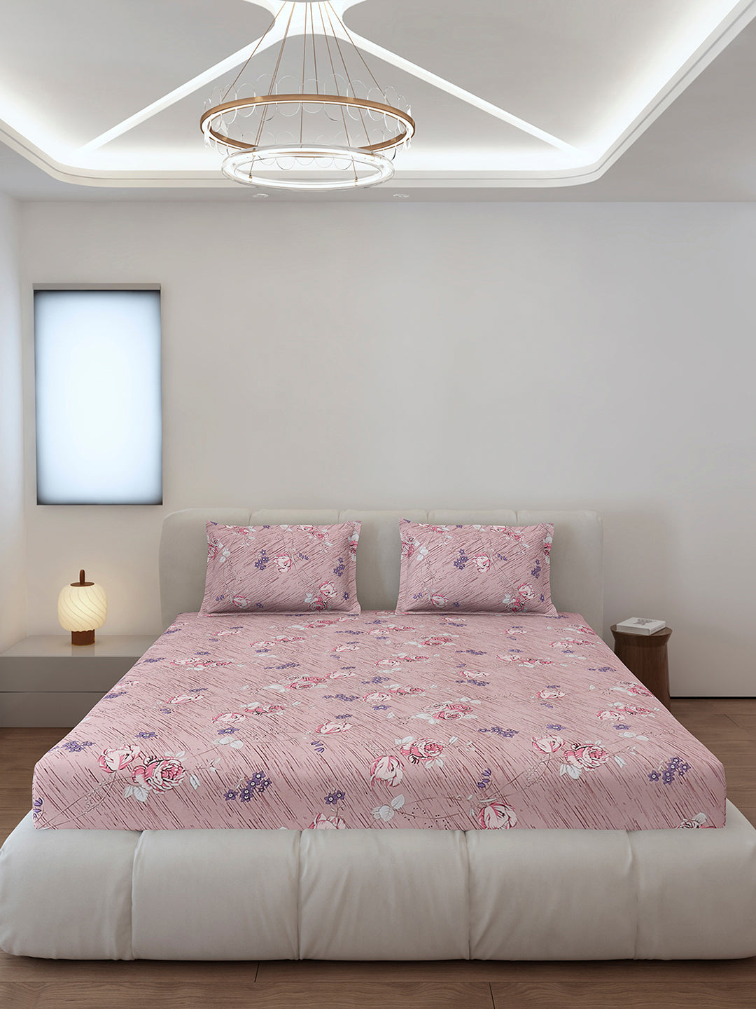 130 GSM Polyester Queen Size 1 Bedsheet with 2 Pillow Covers (Sanskriti)