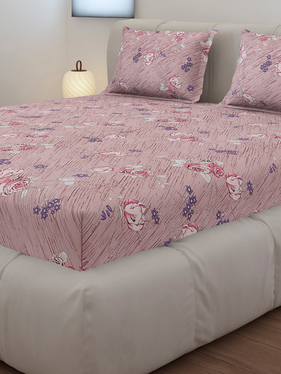 130 GSM Polyester Queen Size 1 Bedsheet with 2 Pillow Covers (Sanskriti)