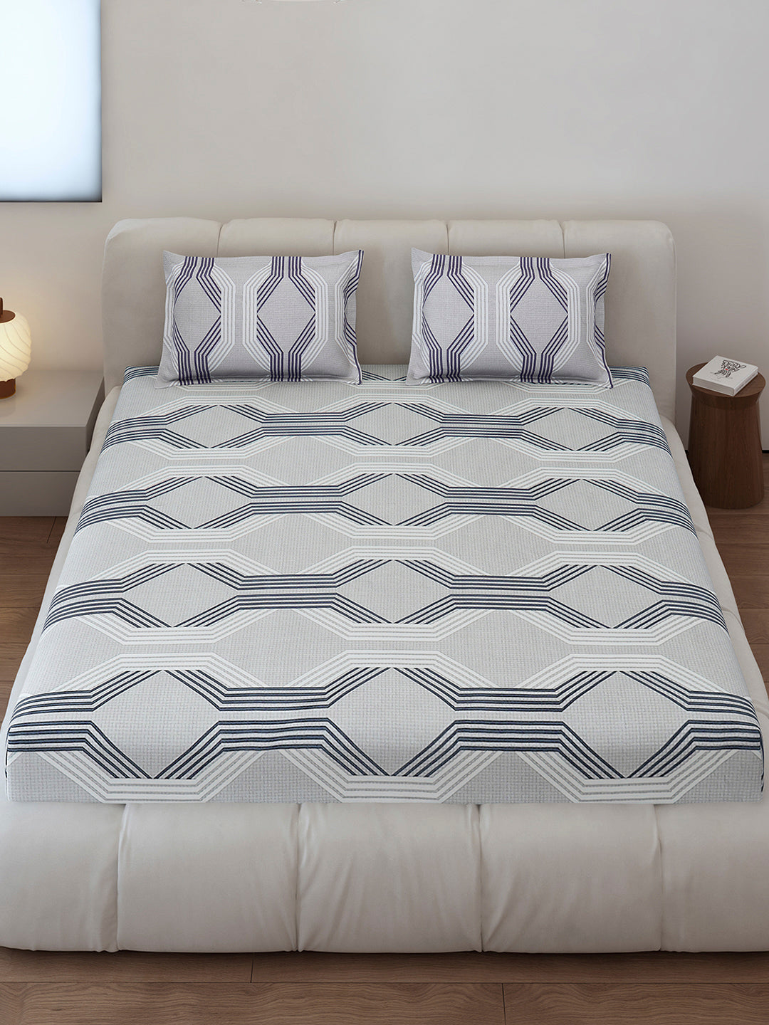 130 GSM Polyester Queen Size 1 Bedsheet with 2 Pillow Covers (Sanskriti)