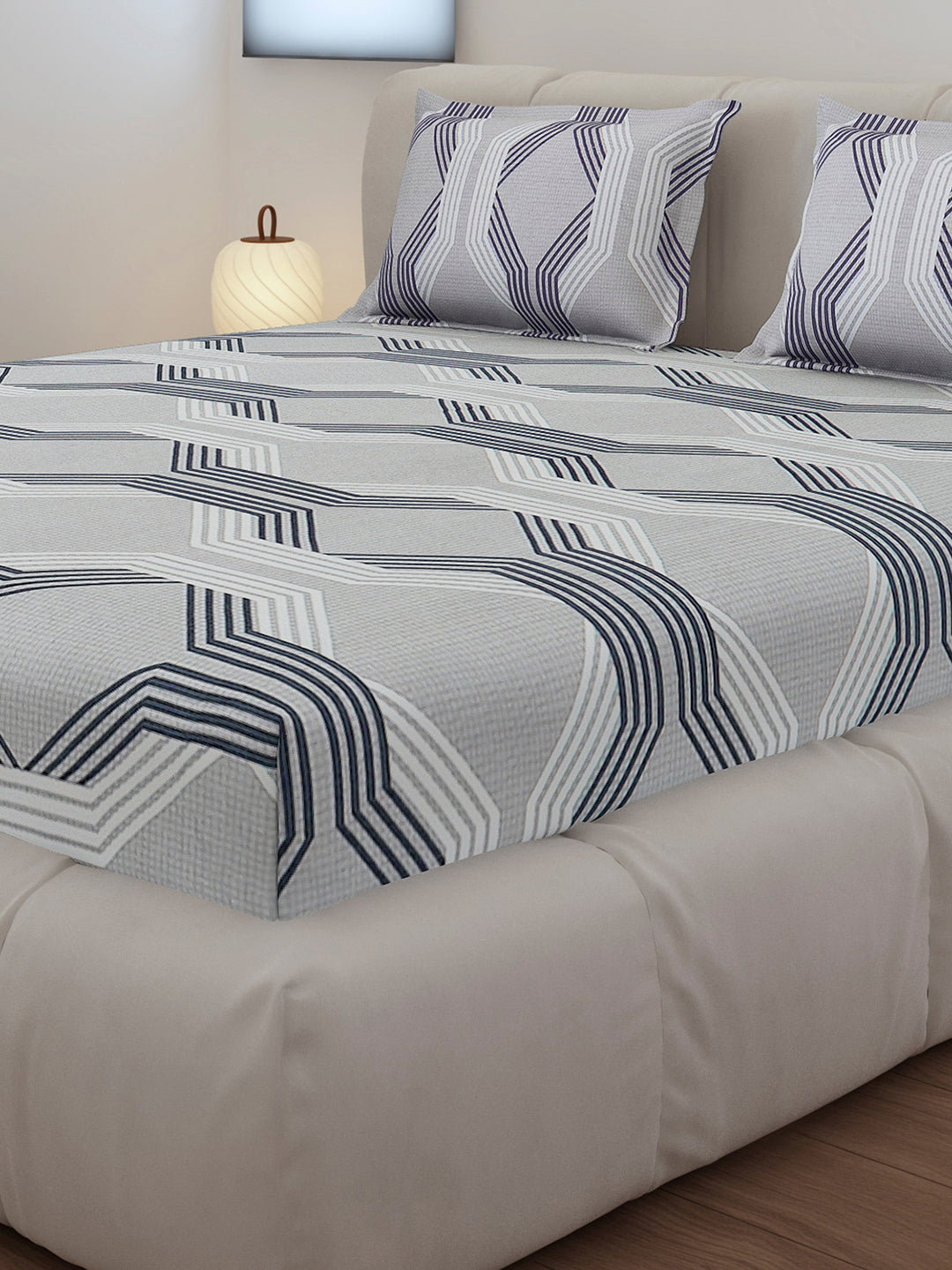 130 GSM Polyester Queen Size 1 Bedsheet with 2 Pillow Covers (Sanskriti)