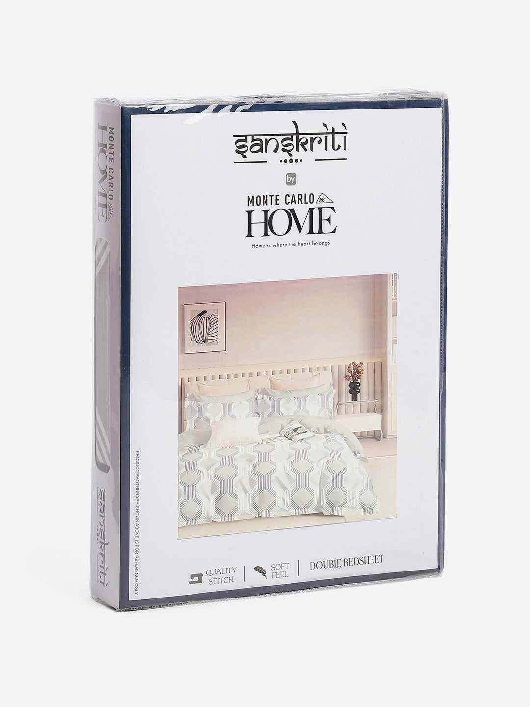 130 GSM Polyester Queen Size 1 Bedsheet with 2 Pillow Covers (Sanskriti)