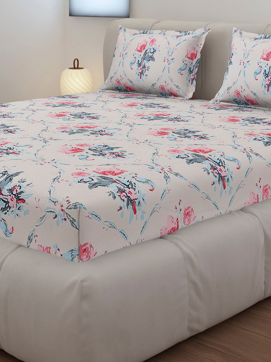 130 GSM Polyester Queen Size 1 Bedsheet with 2 Pillow Covers (Sanskriti)