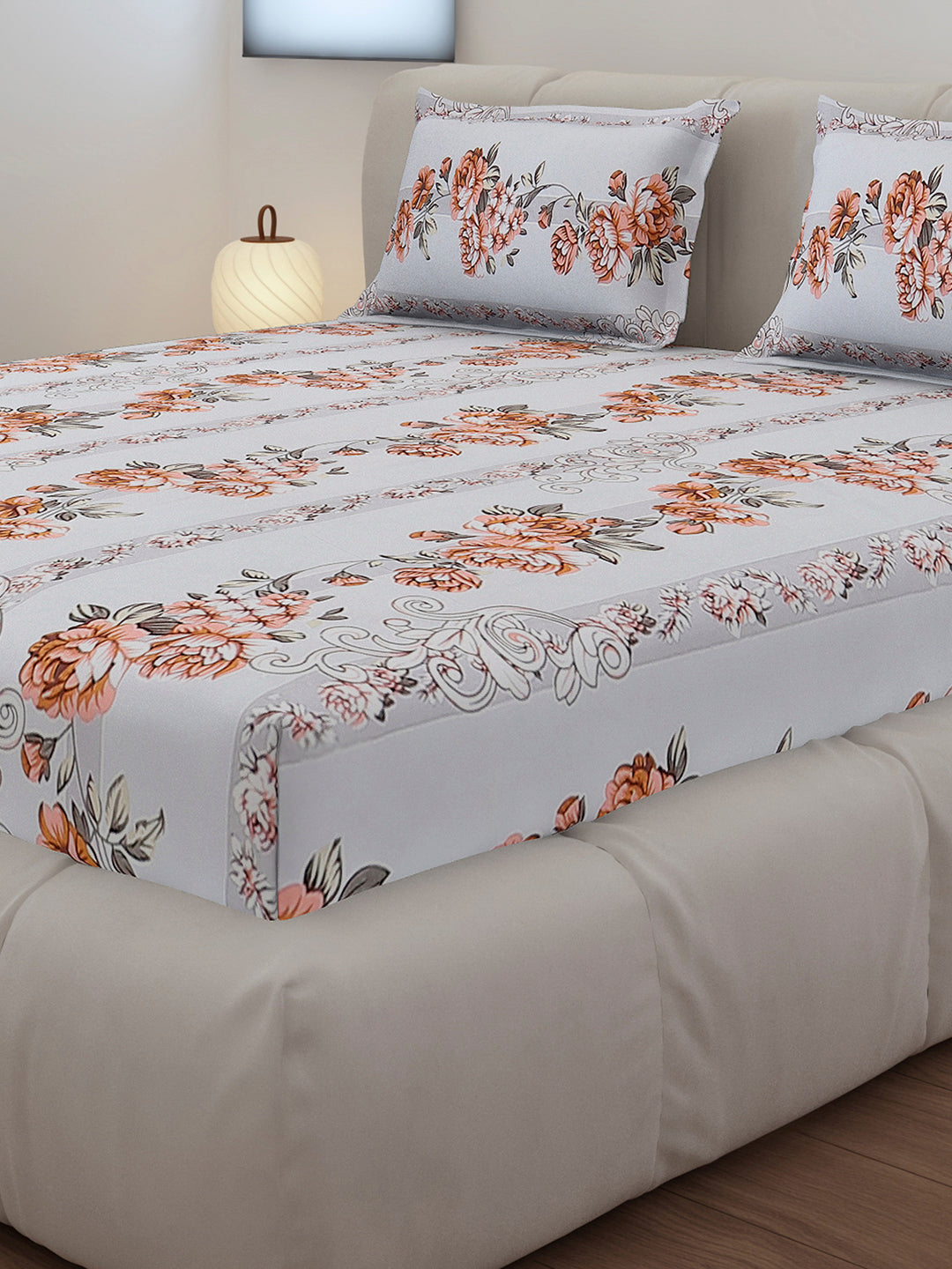 130 GSM Polyester Queen Size 1 Bedsheet with 2 Pillow Covers (Sanskriti)