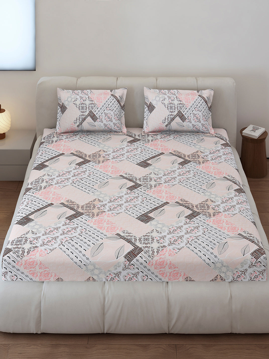 130 GSM Polyester Queen Size 1 Bedsheet with 2 Pillow Covers (Sanskriti)