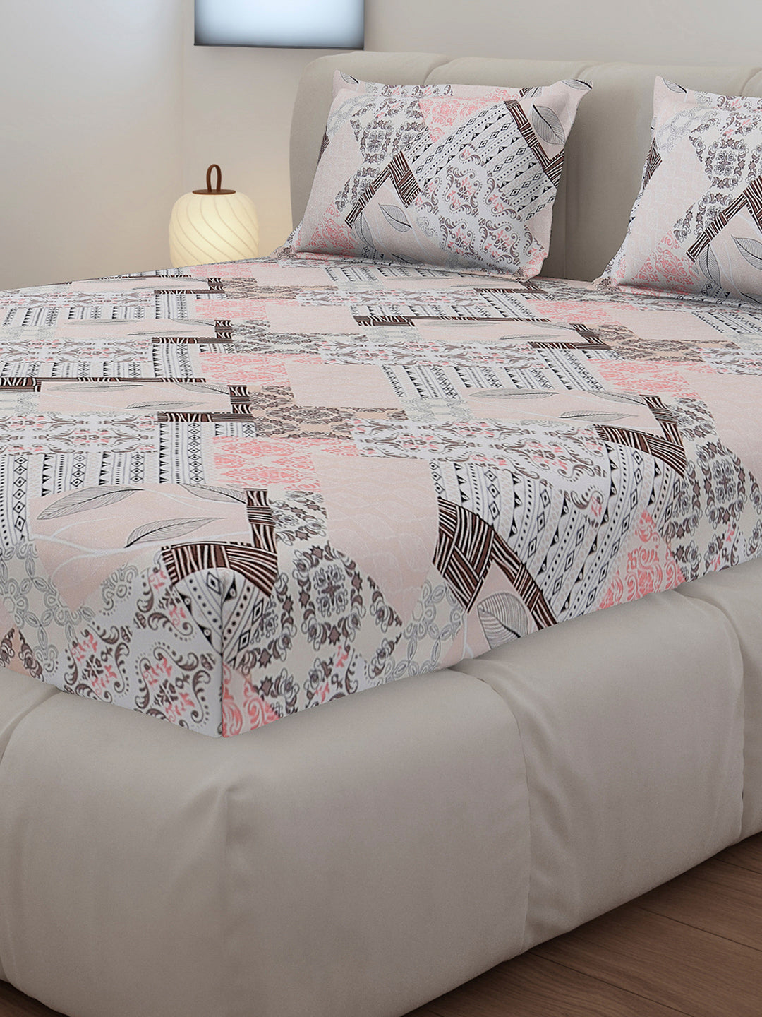 130 GSM Polyester Queen Size 1 Bedsheet with 2 Pillow Covers (Sanskriti)