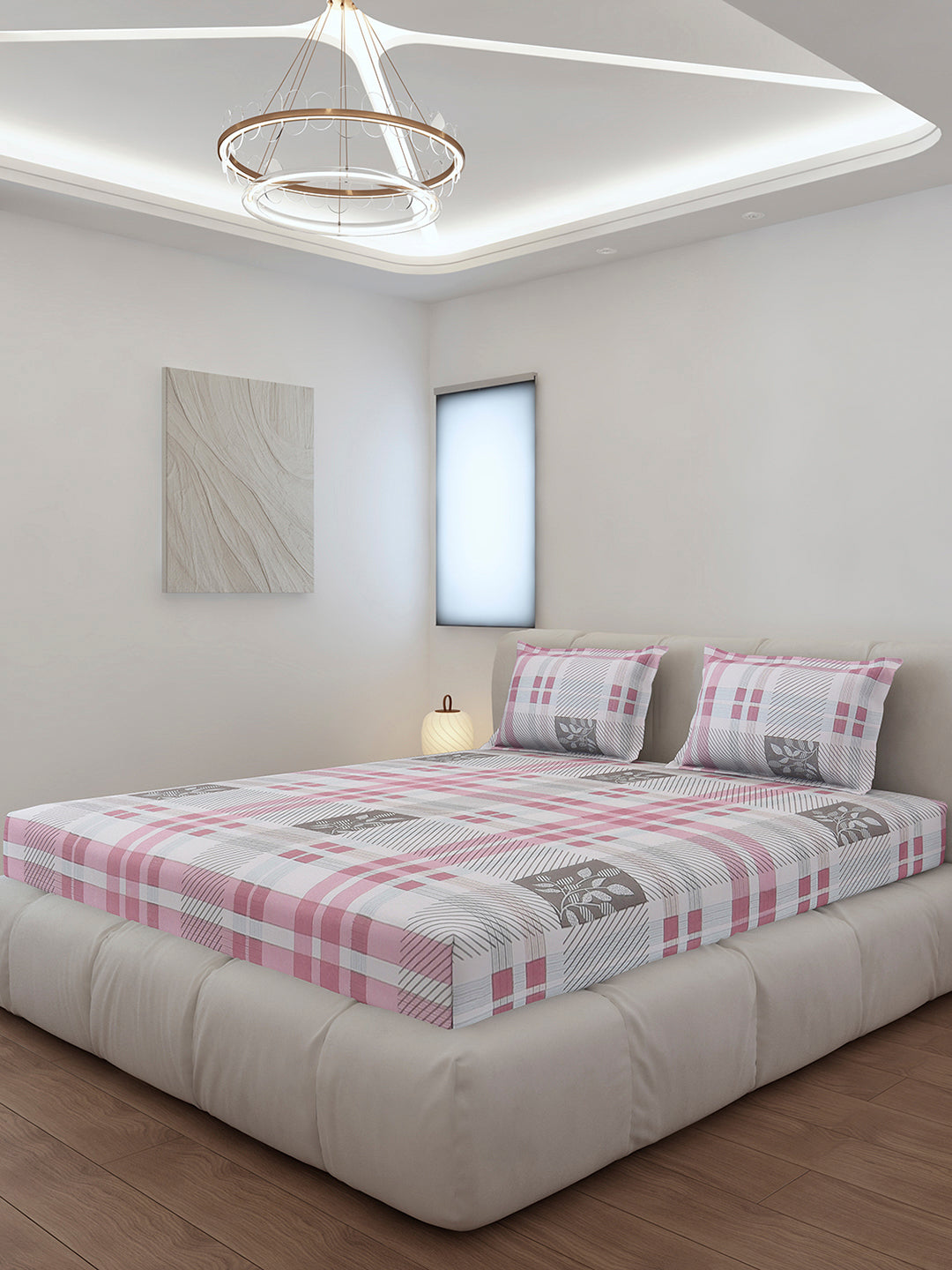 130 GSM Polyester Queen Size 1 Bedsheet with 2 Pillow Covers (Sanskriti)