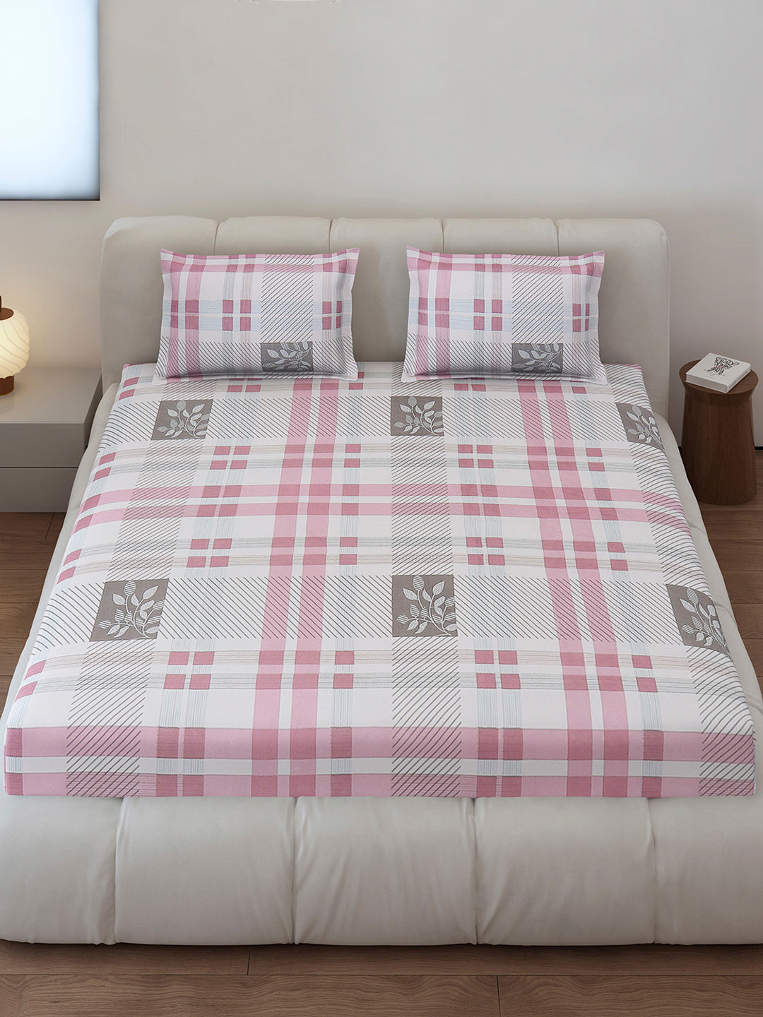 130 GSM Polyester Queen Size 1 Bedsheet with 2 Pillow Covers (Sanskriti)