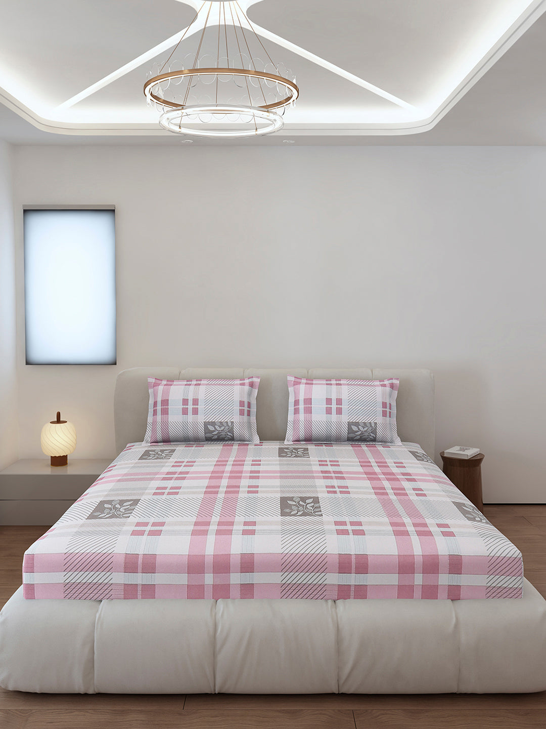 130 GSM Polyester Queen Size 1 Bedsheet with 2 Pillow Covers (Sanskriti)
