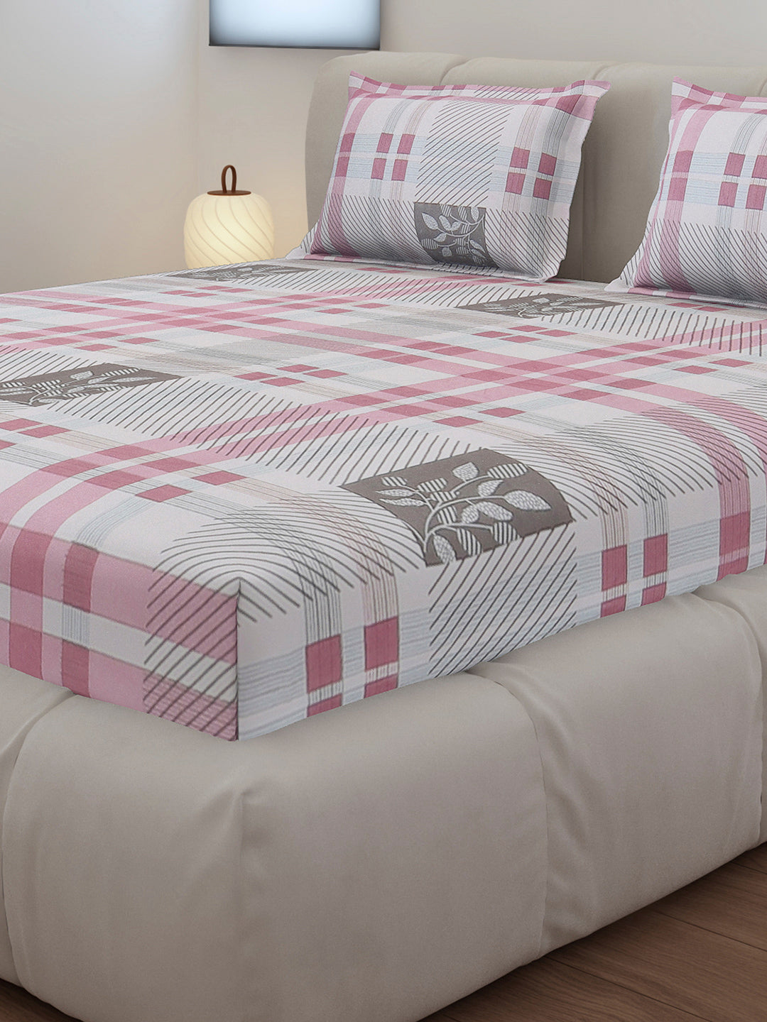 130 GSM Polyester Queen Size 1 Bedsheet with 2 Pillow Covers (Sanskriti)