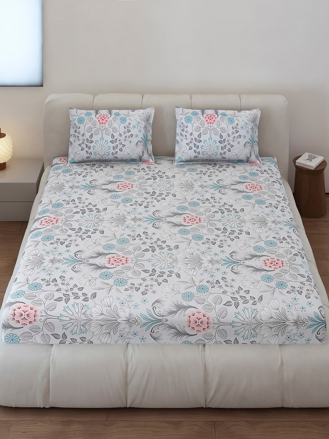 130 GSM Polyester Queen Size 1 Bedsheet with 2 Pillow Covers (Sanskriti)