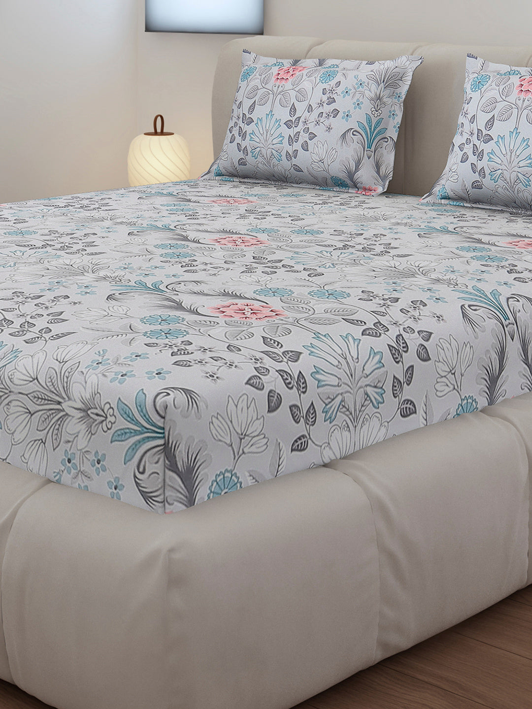 130 GSM Polyester Queen Size 1 Bedsheet with 2 Pillow Covers (Sanskriti)