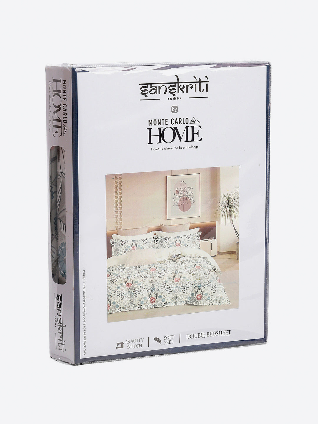 130 GSM Polyester Queen Size 1 Bedsheet with 2 Pillow Covers (Sanskriti)