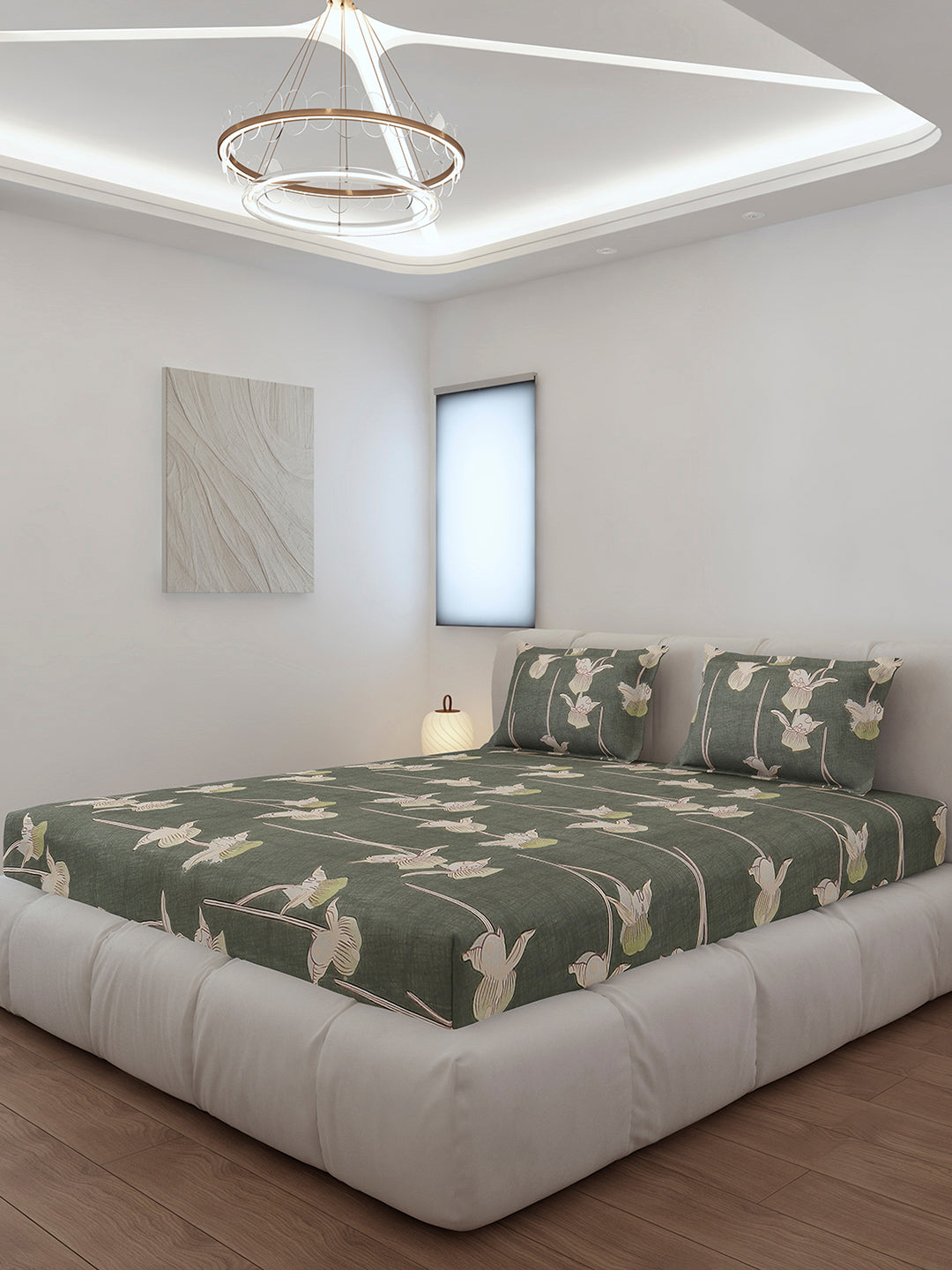 130 GSM Polyester Queen Size 1 Bedsheet with 2 Pillow Covers (Sanskriti)