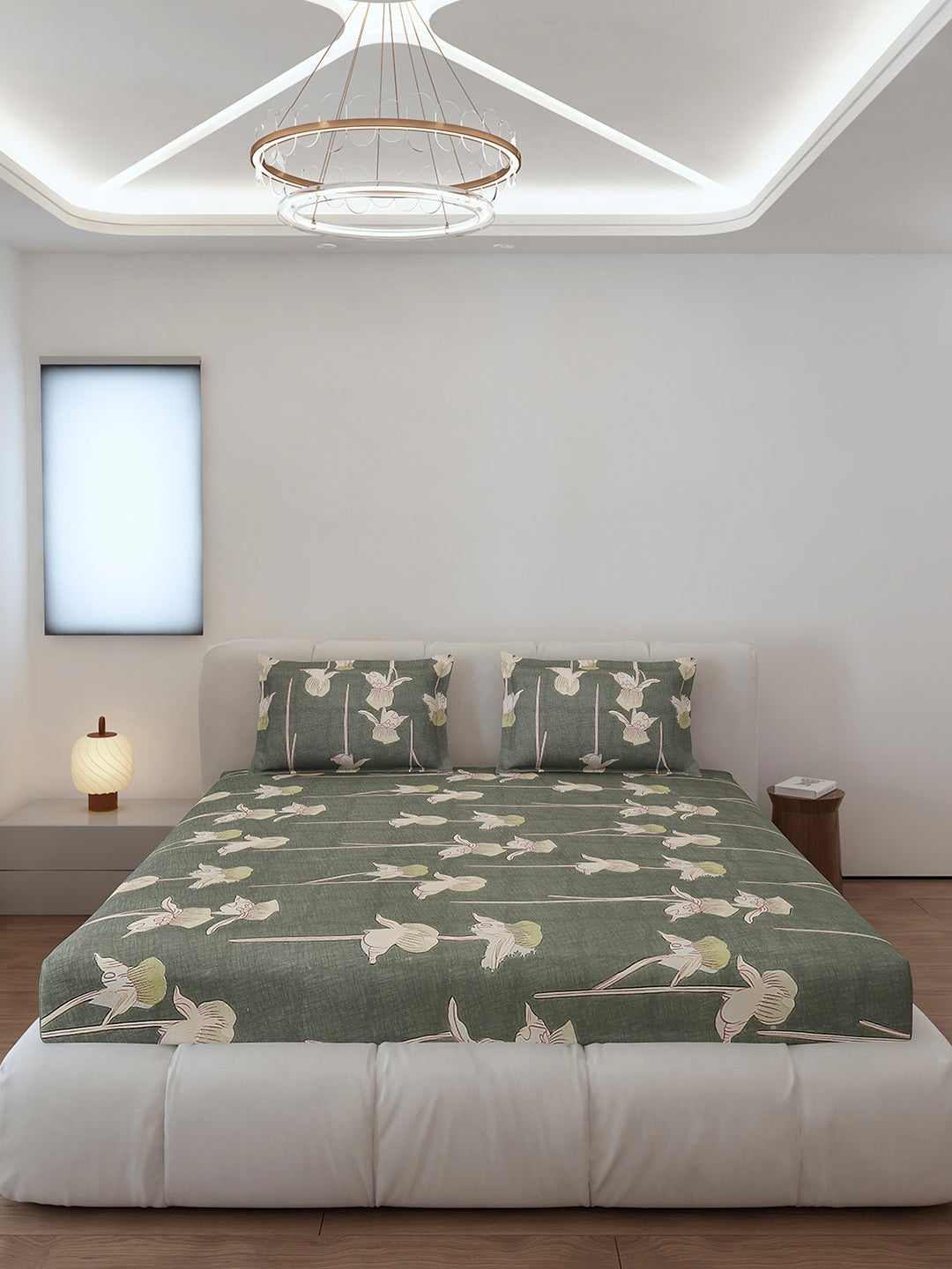 130 GSM Polyester Queen Size 1 Bedsheet with 2 Pillow Covers (Sanskriti)