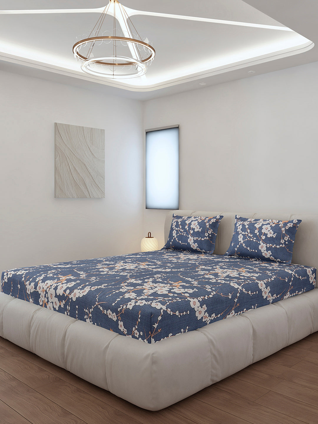 130 GSM Polyester Queen Size 1 Bedsheet with 2 Pillow Covers (Sanskriti)