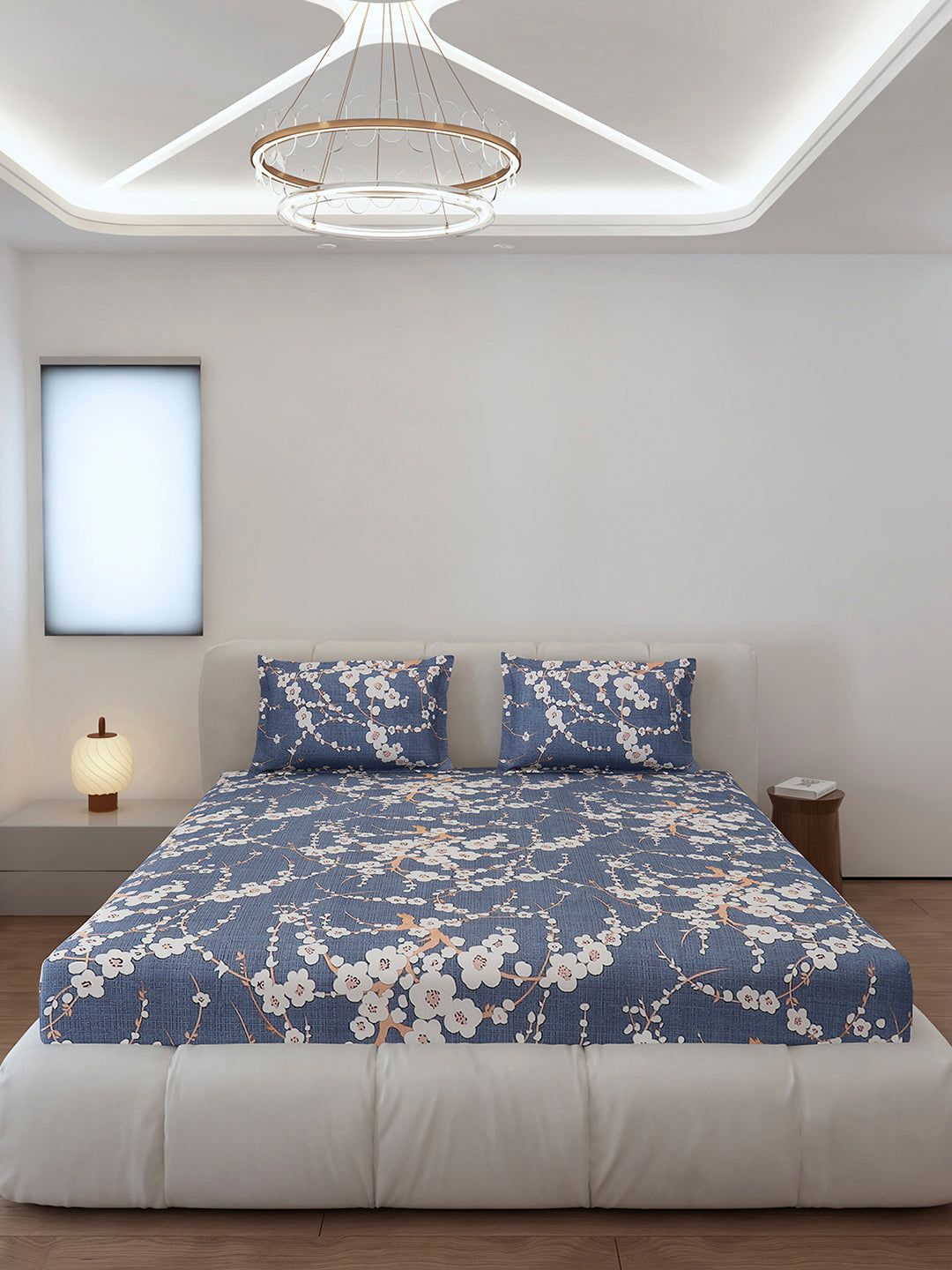 130 GSM Polyester Queen Size 1 Bedsheet with 2 Pillow Covers (Sanskriti)
