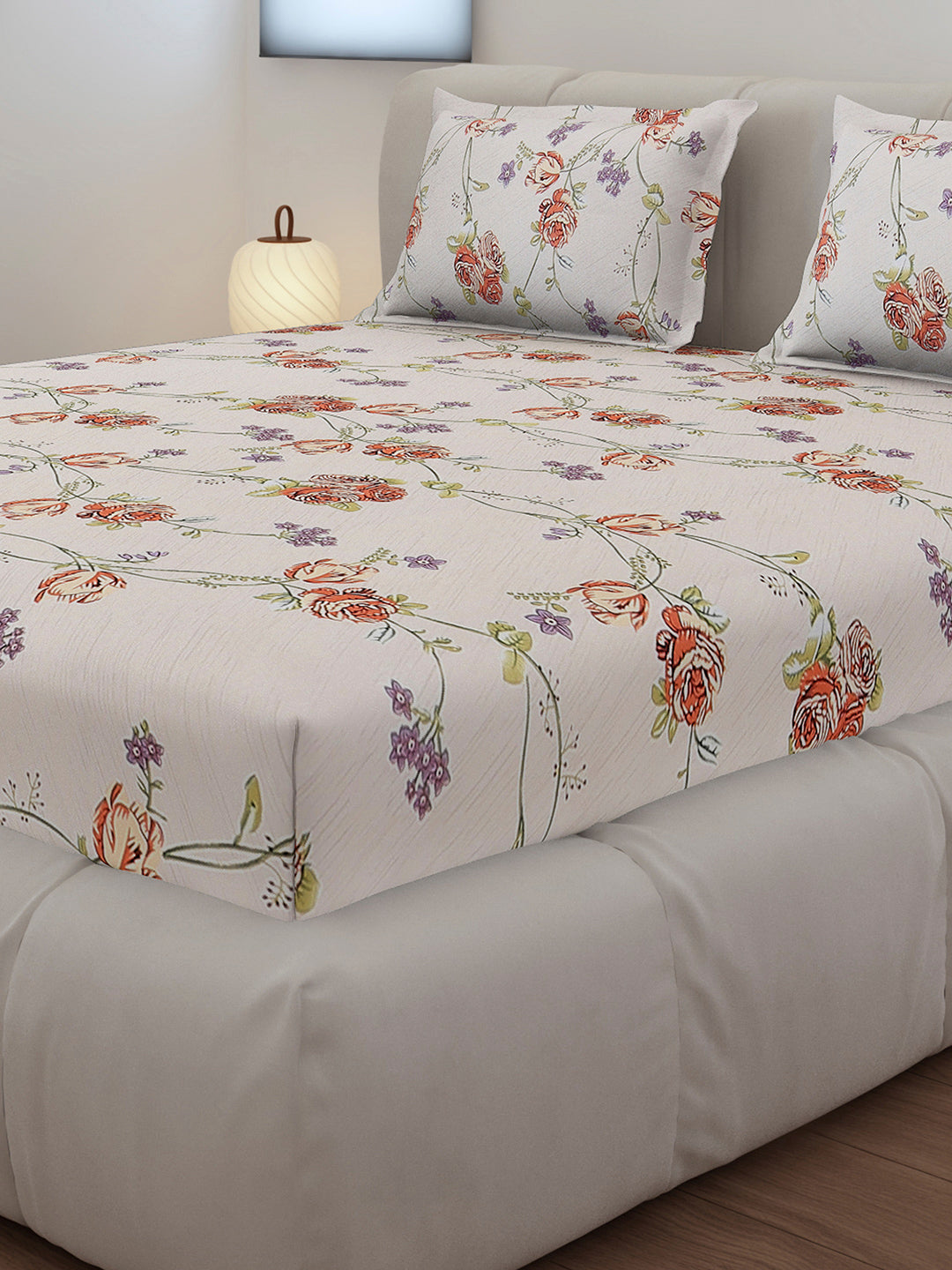 130 GSM Polyester Queen Size 1 Bedsheet with 2 Pillow Covers (Sanskriti)