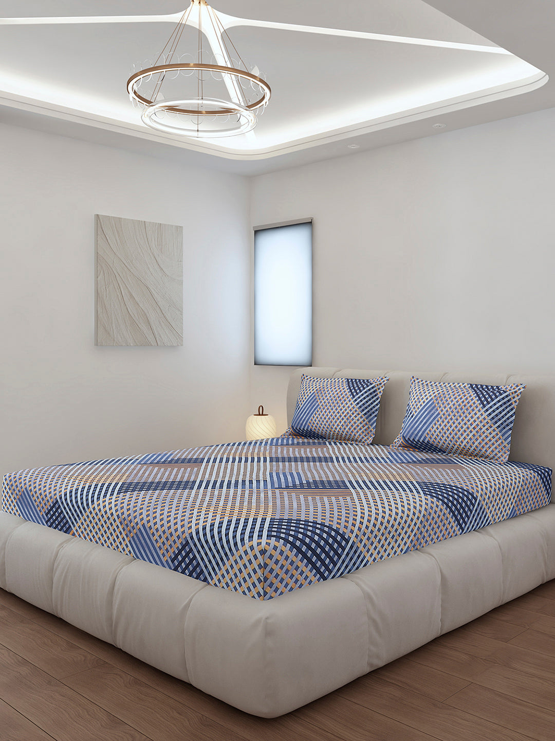 130 GSM Polyester Queen Size 1 Bedsheet with 2 Pillow Covers (Sanskriti)