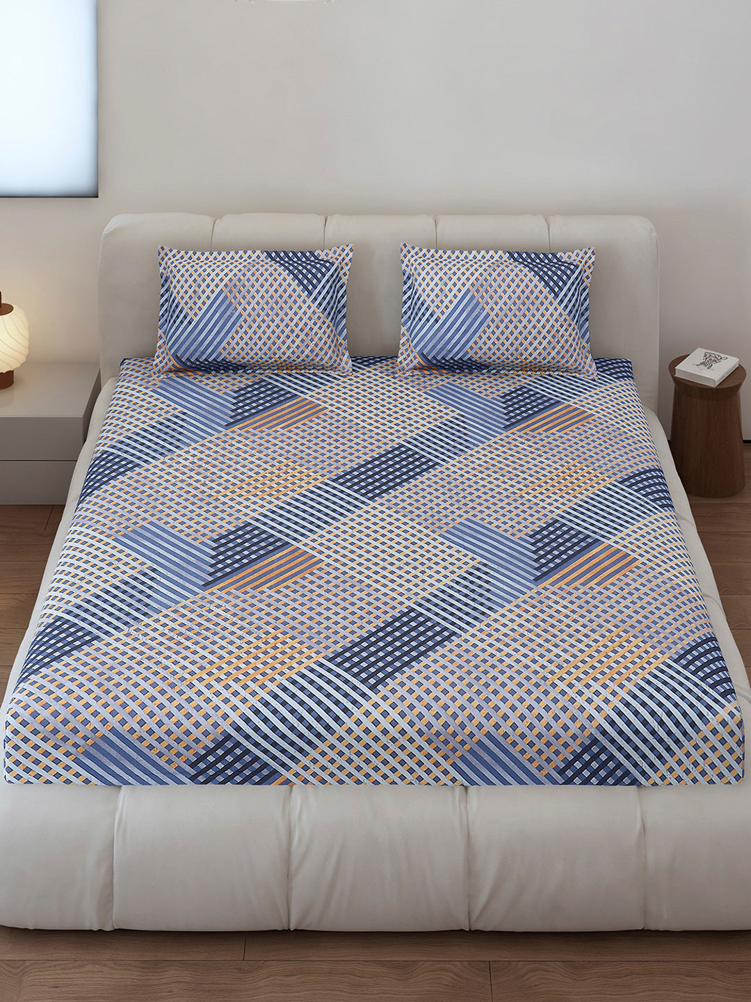 130 GSM Polyester Queen Size 1 Bedsheet with 2 Pillow Covers (Sanskriti)