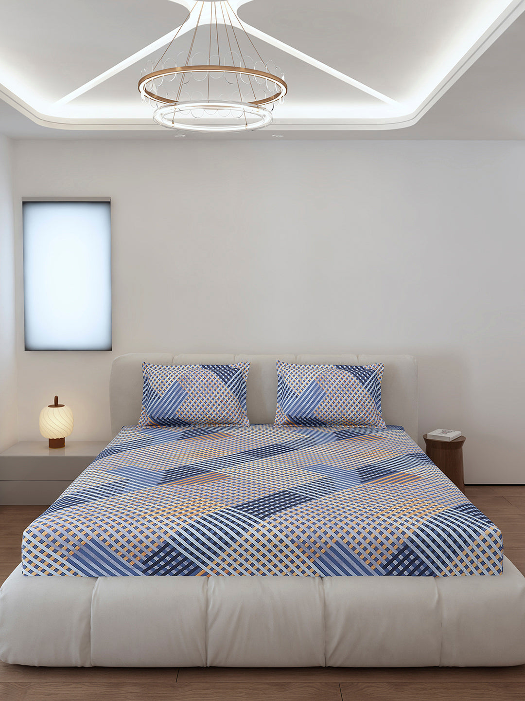 130 GSM Polyester Queen Size 1 Bedsheet with 2 Pillow Covers (Sanskriti)