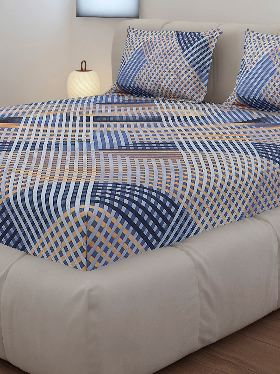 130 GSM Polyester Queen Size 1 Bedsheet with 2 Pillow Covers (Sanskriti)