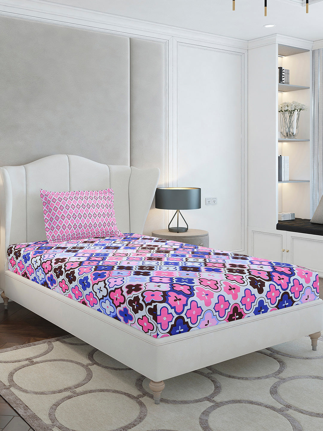 144 TC Cotton Single Bedsheet with 1 Pillow Cover (Solstice)