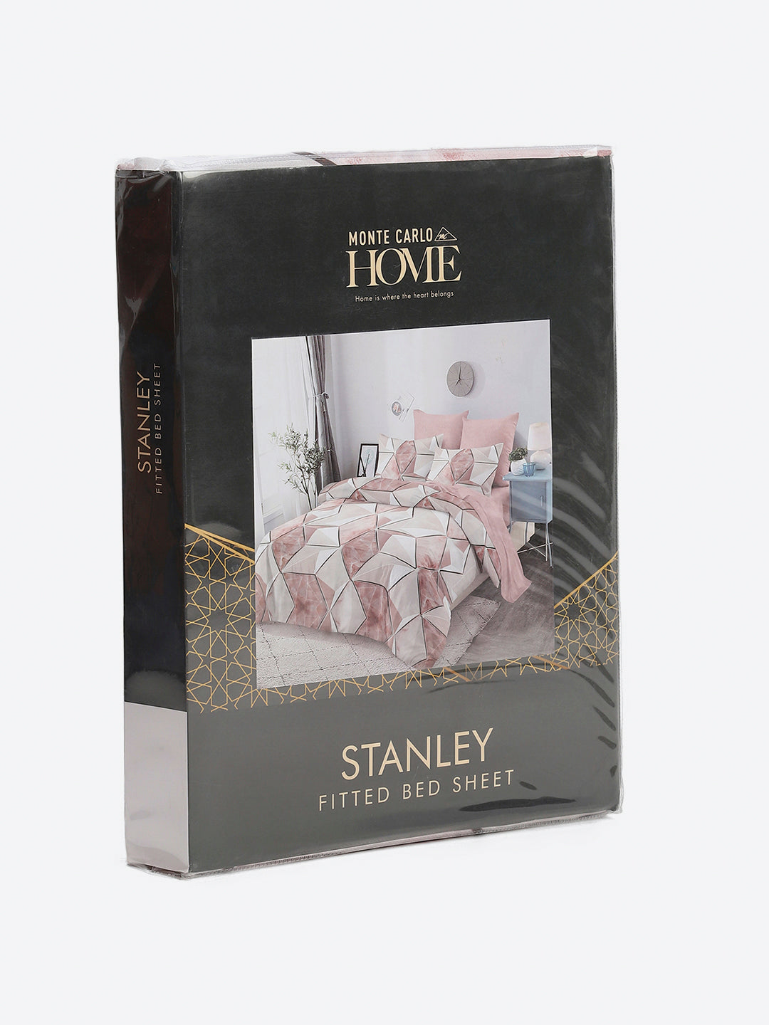 130 GSM Polyester King Size 1 Bedsheet with 2 Pillow Covers (Stanley)
