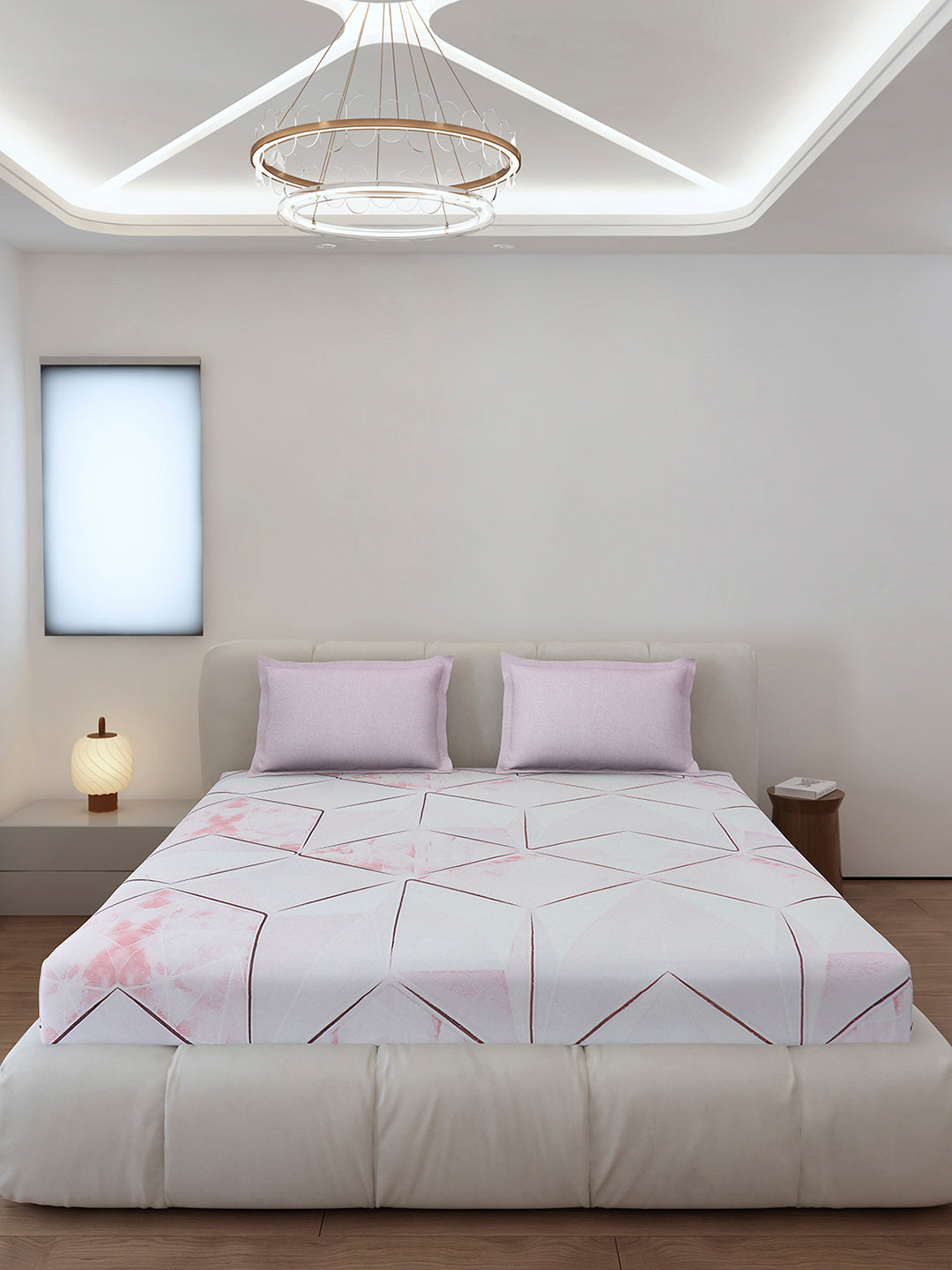 130 GSM Polyester King Size 1 Bedsheet with 2 Pillow Covers (Stanley)
