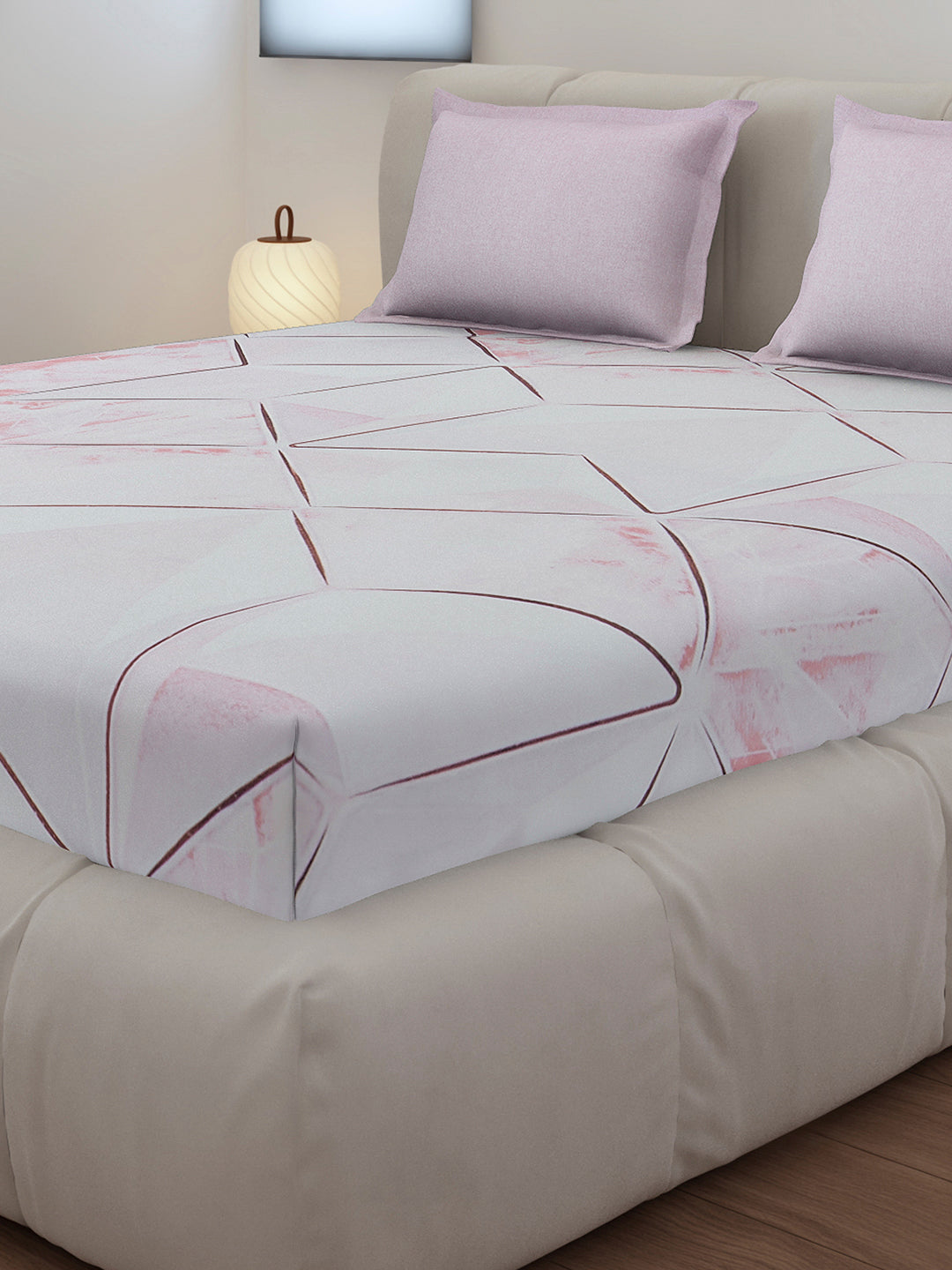 130 GSM Polyester King Size 1 Bedsheet with 2 Pillow Covers (Stanley)