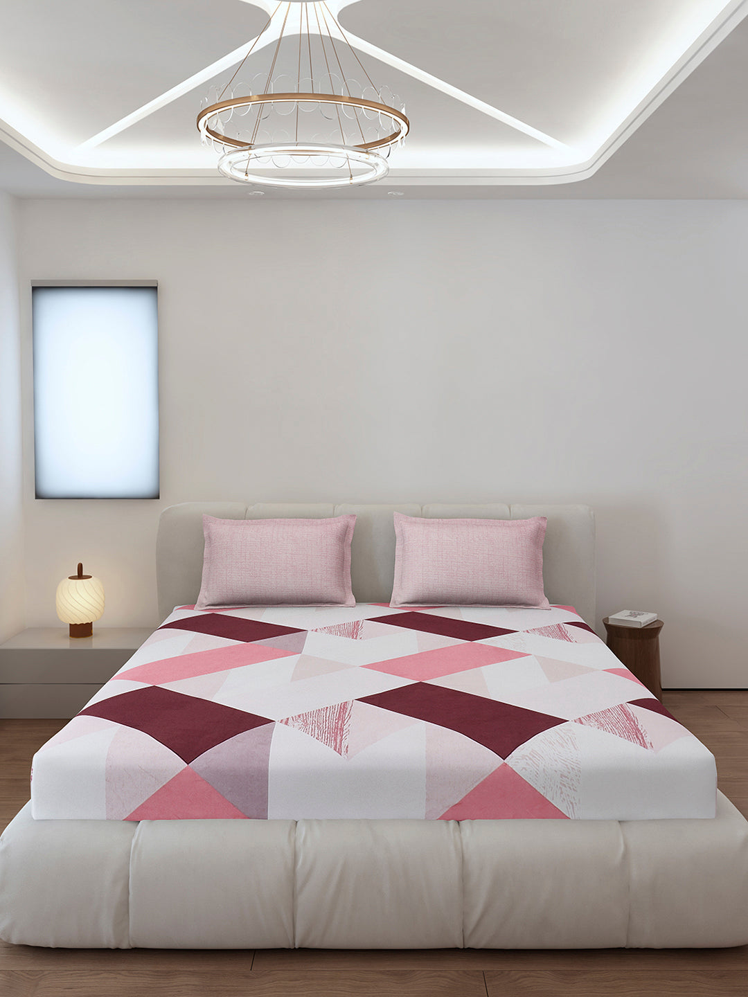 130 GSM Polyester King Size 1 Bedsheet with 2 Pillow Covers (Stanley)