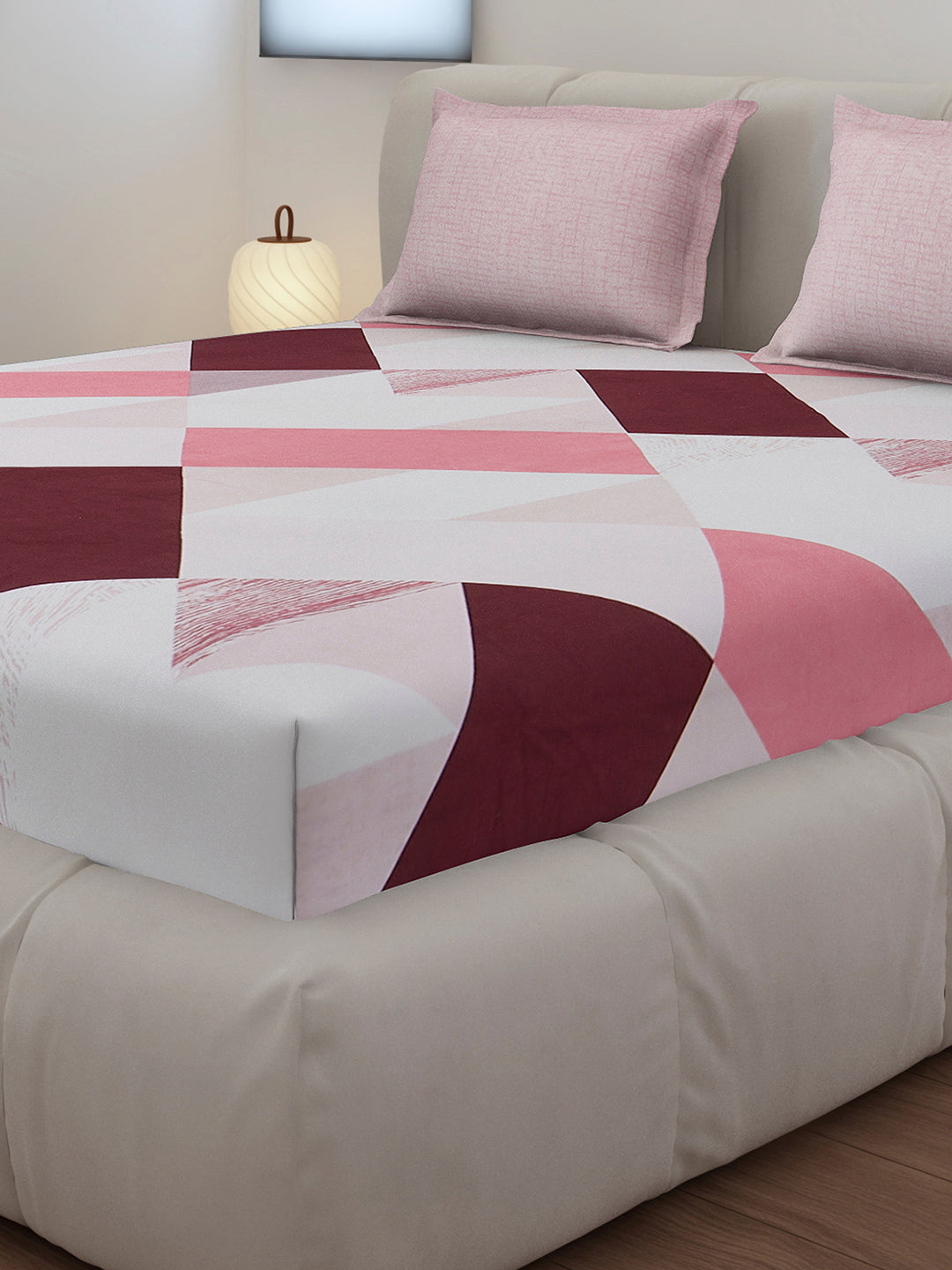 130 GSM Polyester King Size 1 Bedsheet with 2 Pillow Covers (Stanley)