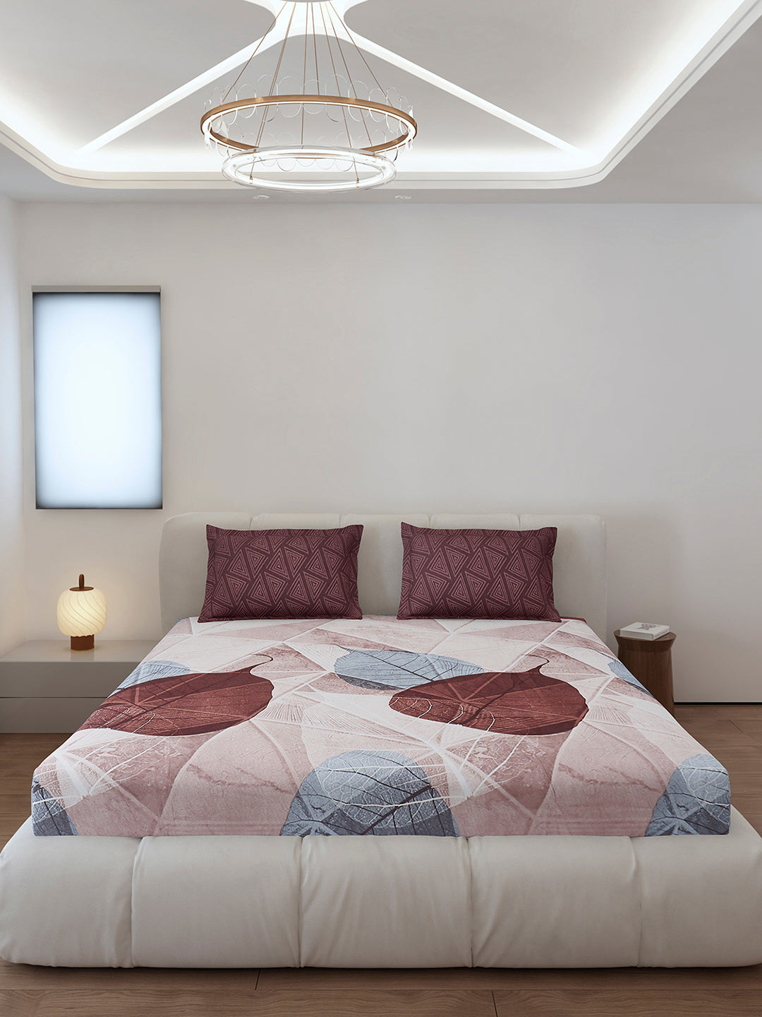130 GSM Polyester King Size 1 Bedsheet with 2 Pillow Covers (Stanley)