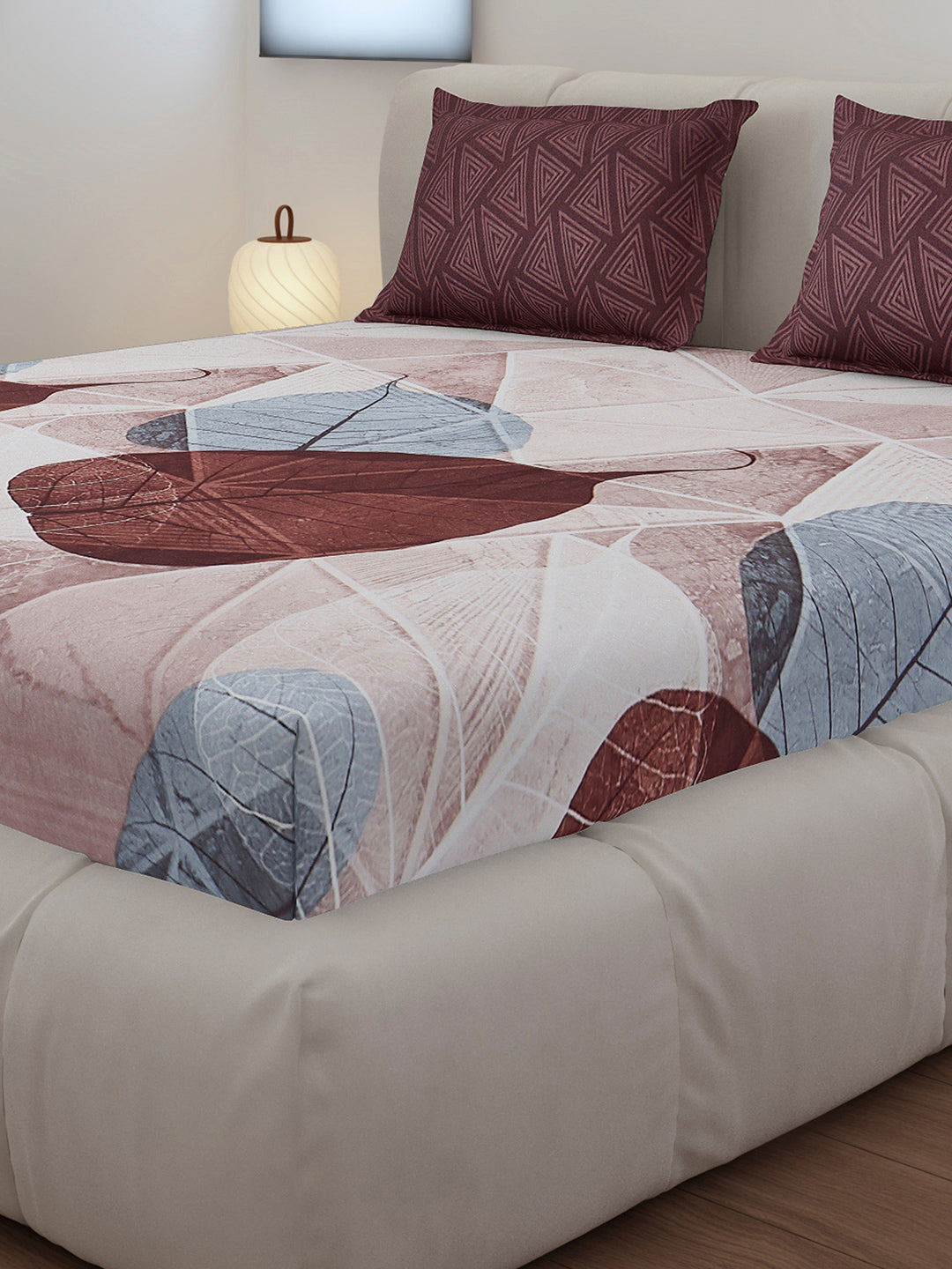 130 GSM Polyester King Size 1 Bedsheet with 2 Pillow Covers (Stanley)