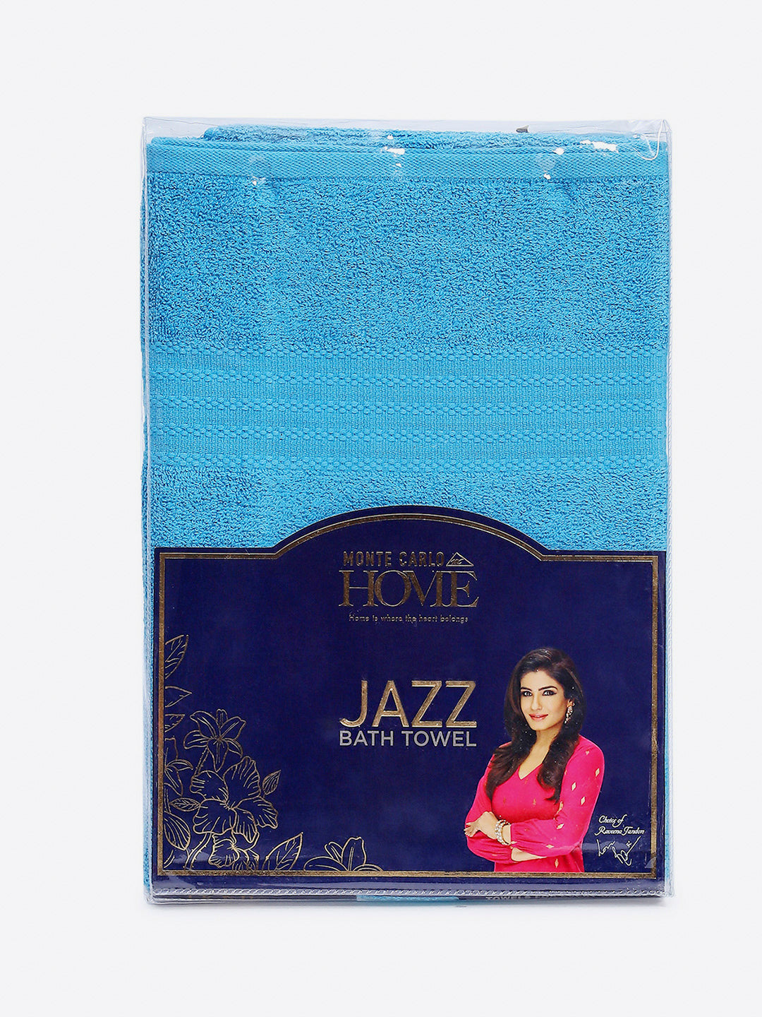 Aqua Blue Cotton Solid 400 GSM Bath Towel (Jazz)