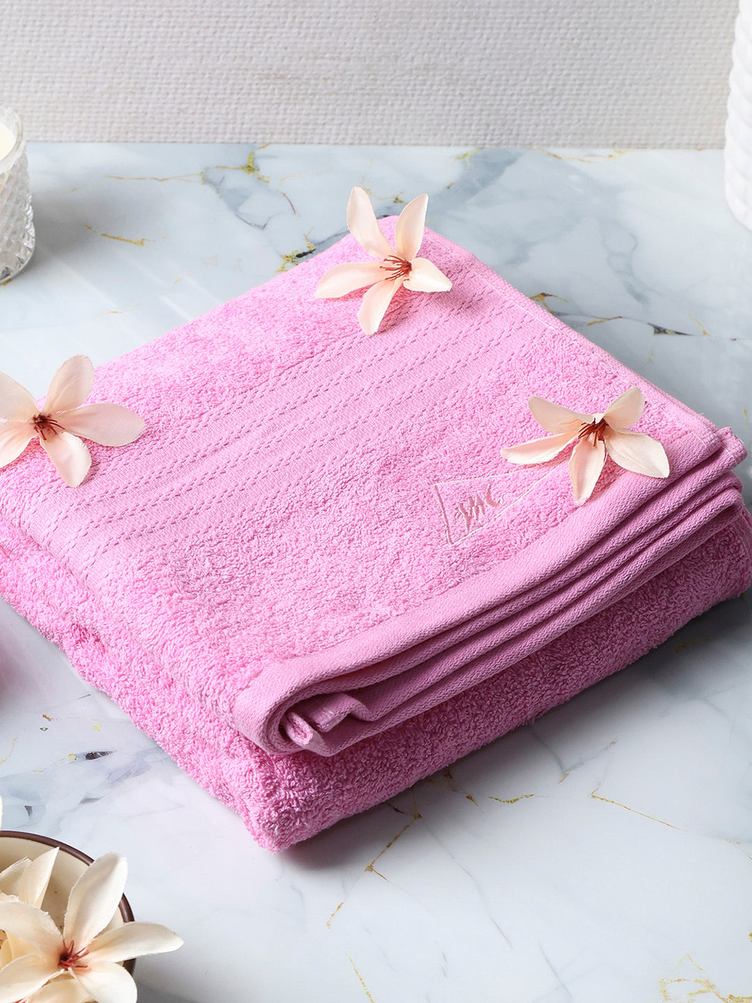 Light Pink Cotton Solid 400 GSM Bath Towel (Jazz)